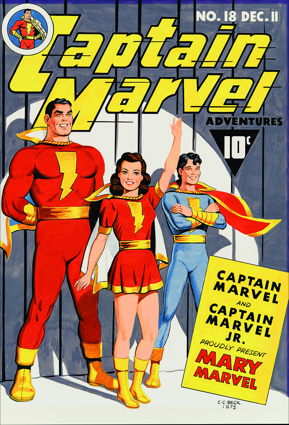 Captain Marvel Adventures #18 Cover Recreation by C.C. Beck First Mary Marvel 