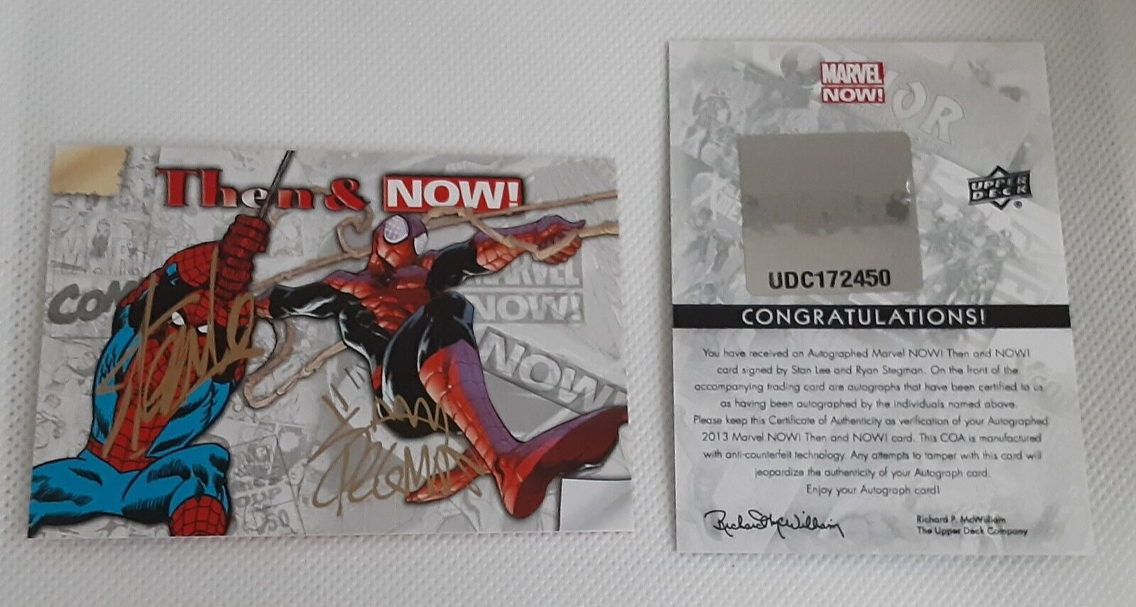 2013 MARVEL NOW DUAL AUTO AUTOGRAPH CARD Spiderman Ryan Stegman & STAN LEE 2013 MARVEL NOW DUAL AUTO AUTOGRAPH CARD Spiderman Ryan Stegman & STAN LEE