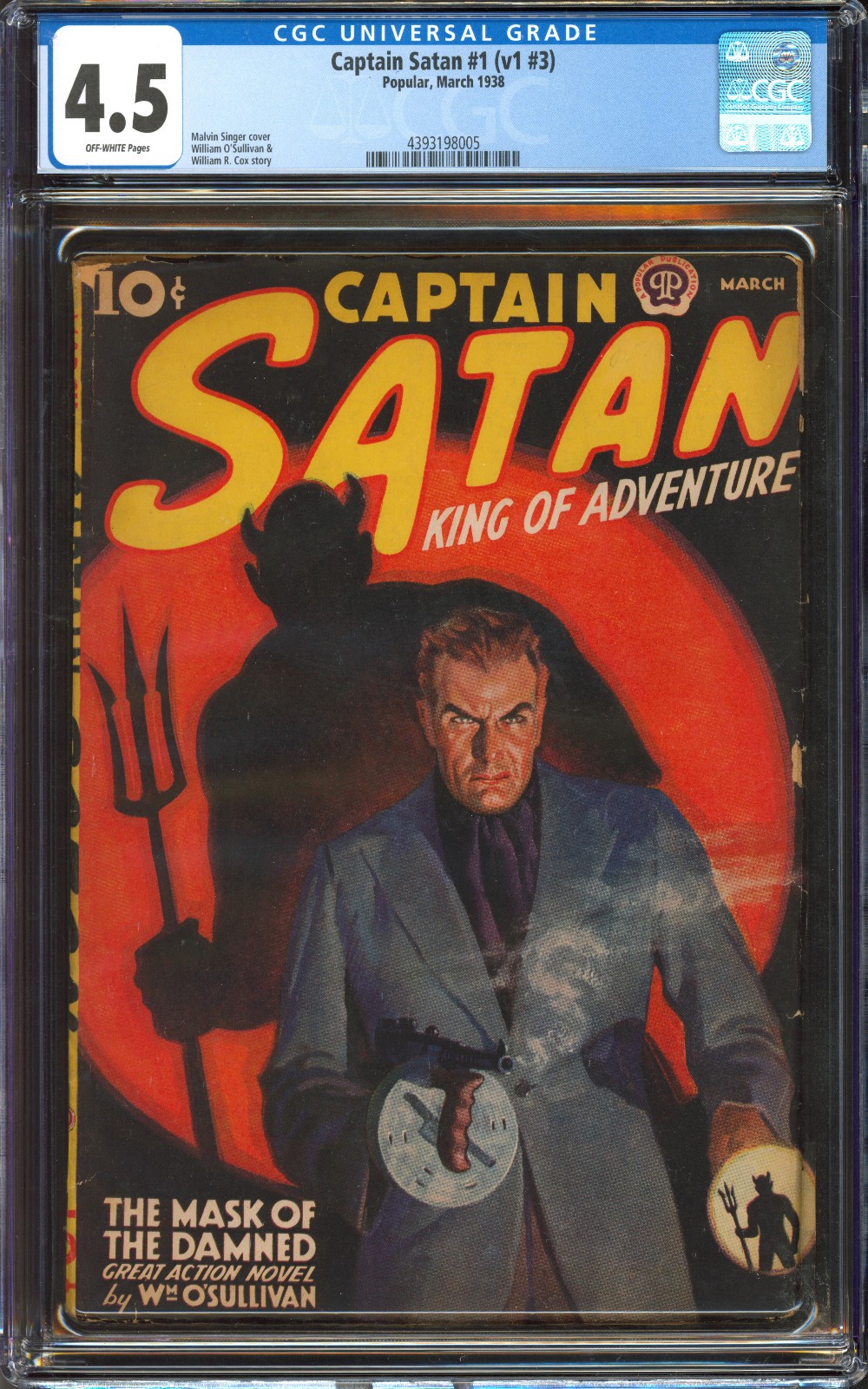 Captain Satan #1 (Vol. 1 #3) CGC 4.5 | Popular 1938 | Pulp Hero Classic |