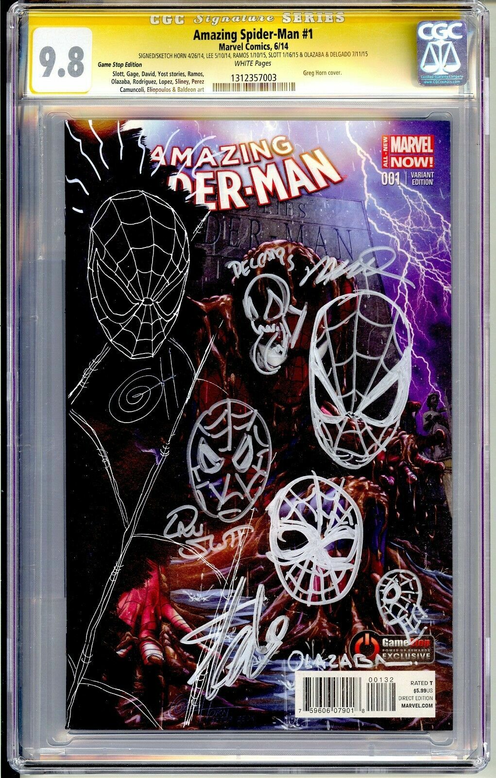 AMAZING SPIDER-MAN 1 CGC SS 9.8 STAN LEE SKETCH HORN GAMESTOP ORIGINAL ART 1/1