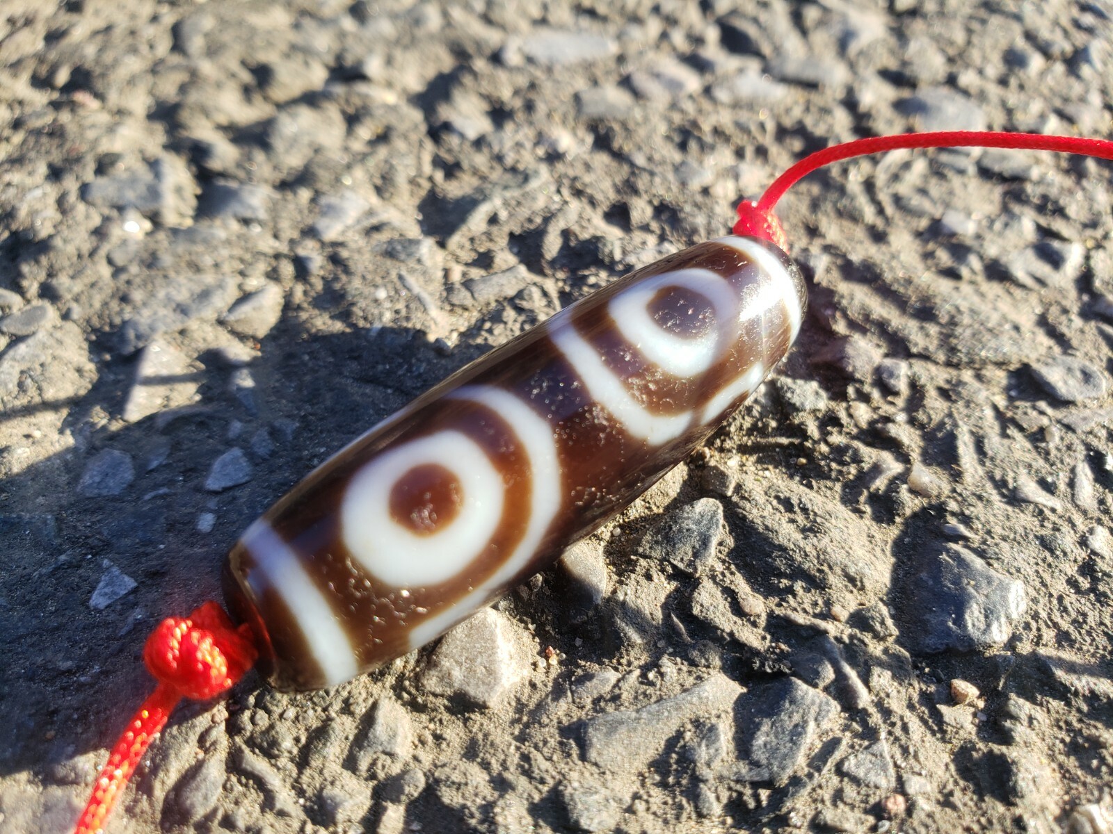 Real Old Agate Tibetan Dzi Bead From Temple - 3 Eyes