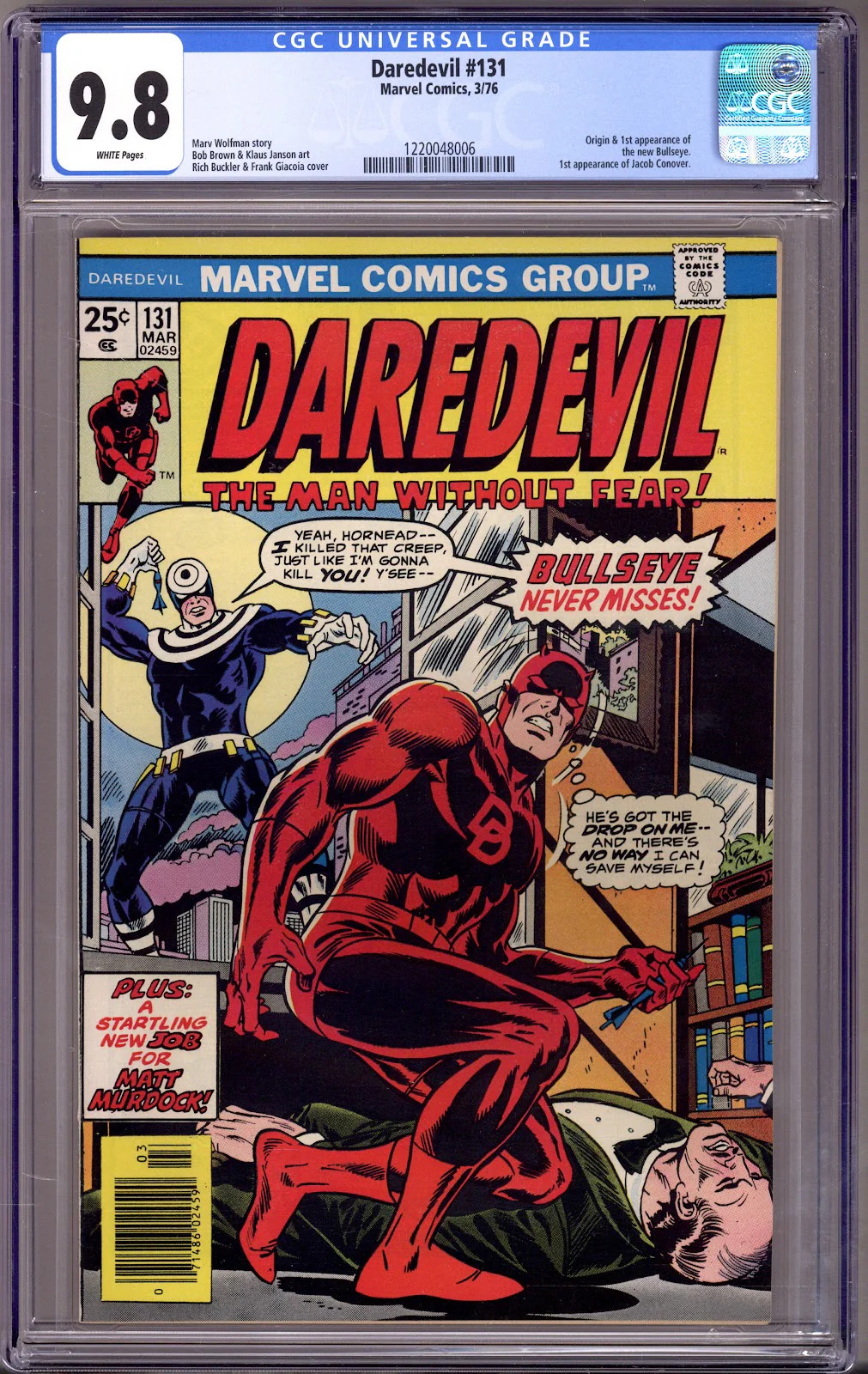 Daredevil Vol 1 131 CGC 9.8 (NM/M) Marvel (1976) 1st Appearance Bullseye