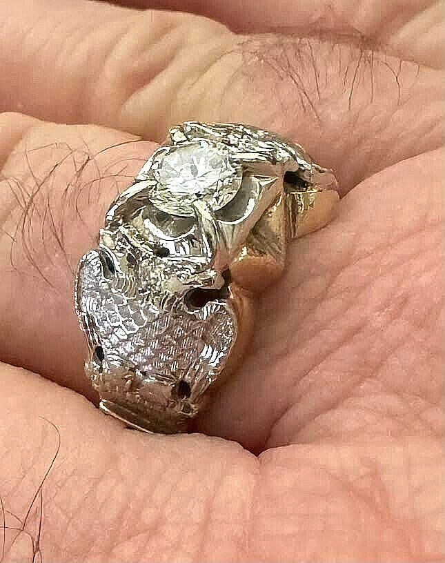 Diamond Scottish Rite Masonic Eagle Ring 10k Gold 32nd Degree Signet Ring