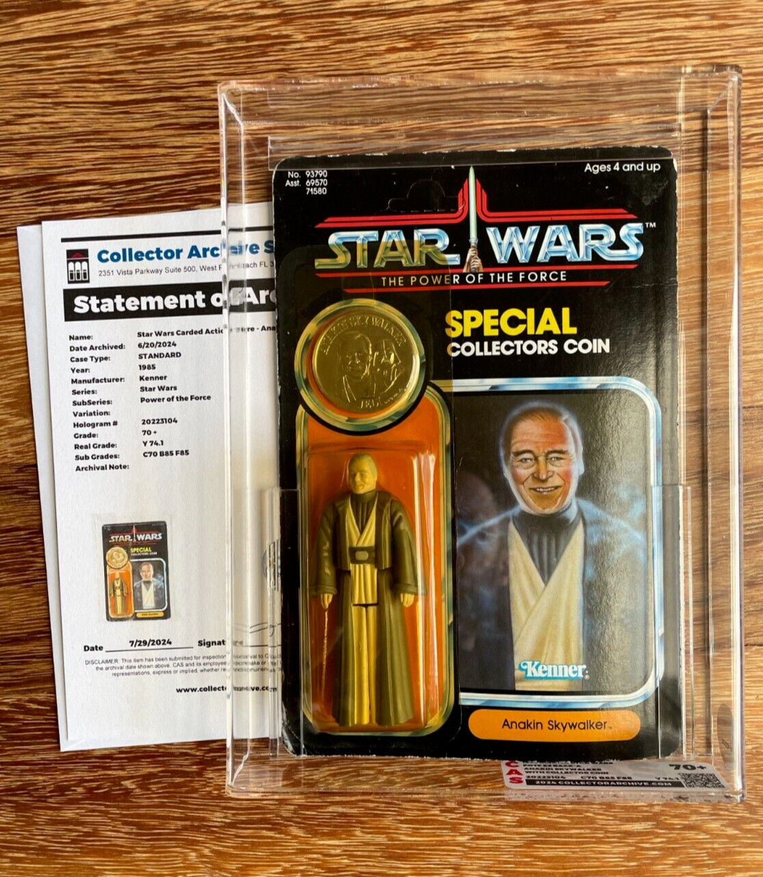 Star Wars Rare Vintage 1985 POTF ANAKIN SKYWALKER 92 Back CAS grade 70+ not AFA
