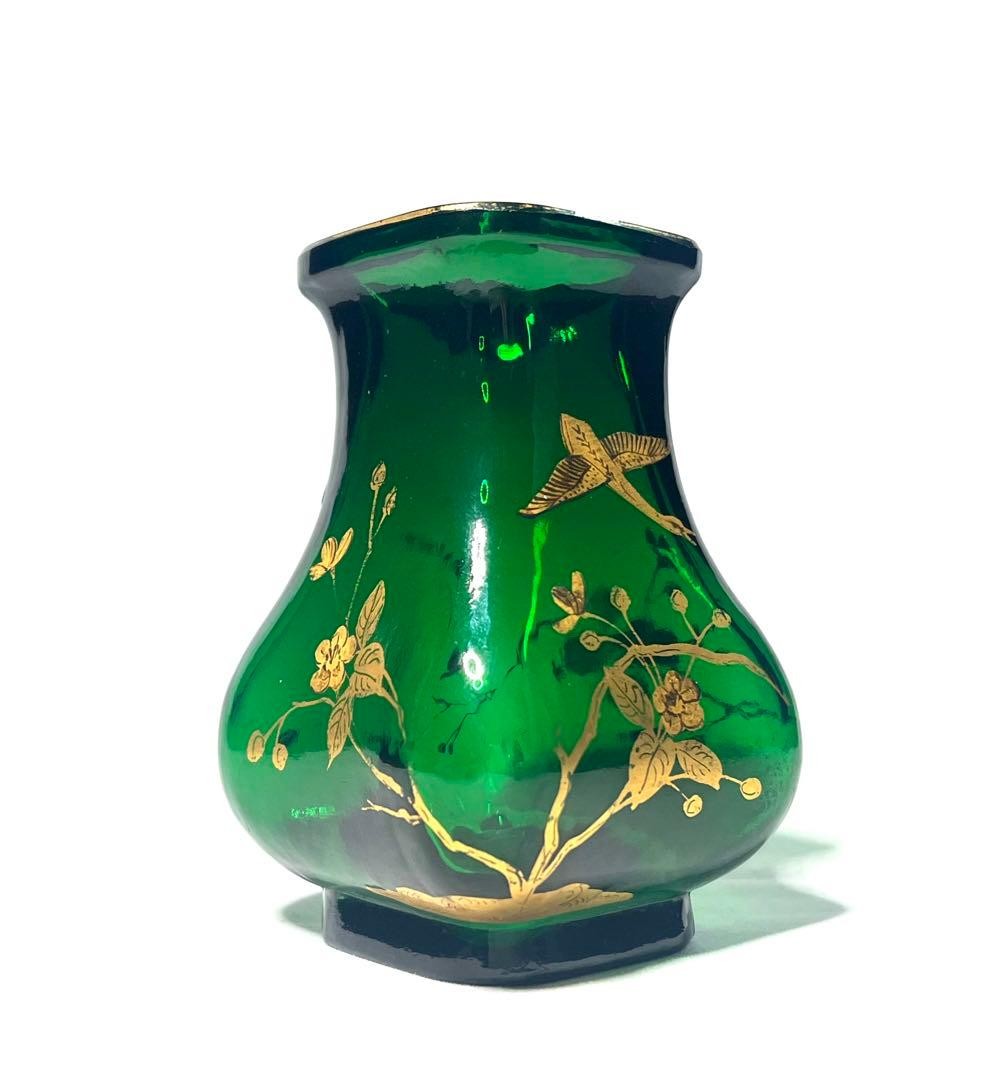 Baccarat Old Baccarat/*Extremely Rare Work Japonisme Green Flower and Bird Vase Baccarat Old Baccarat/*Extremely Rare Work Japonisme Green Flower and Bird Vase