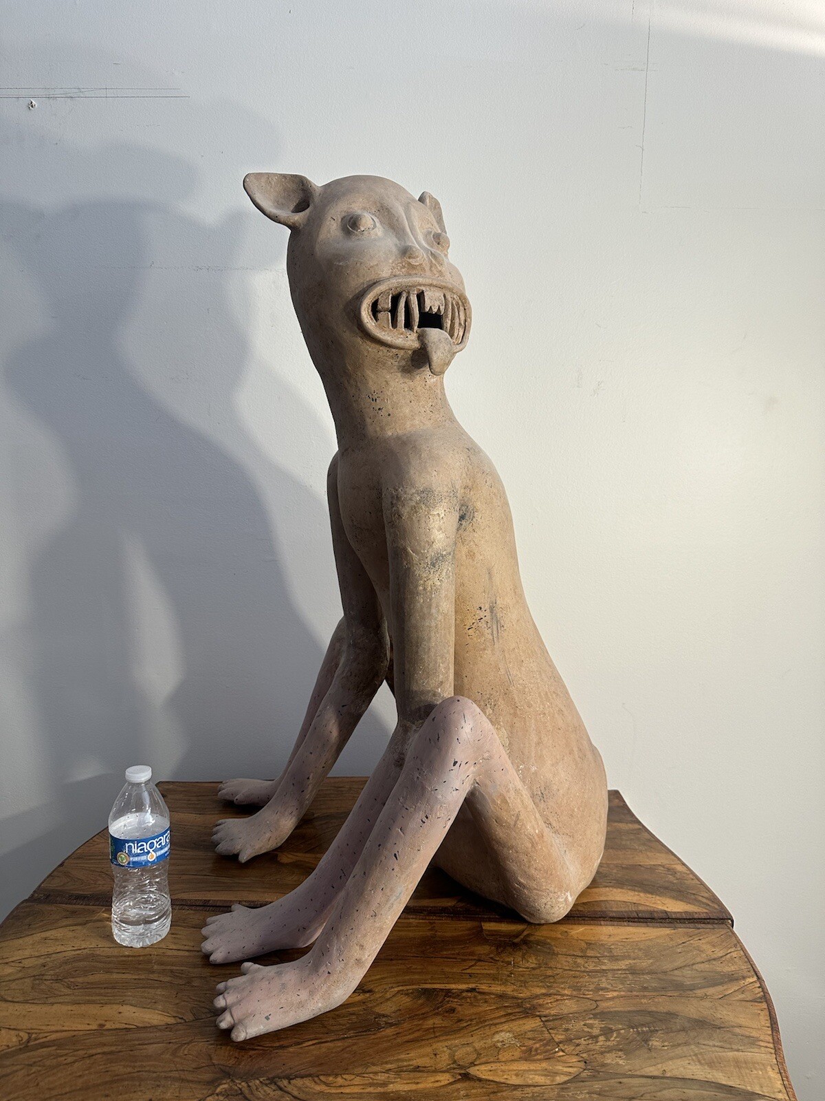 Giant Antique Peruvian Sitting Demon Sculpture Giant Antique Peruvian Sitting Demon Sculpture