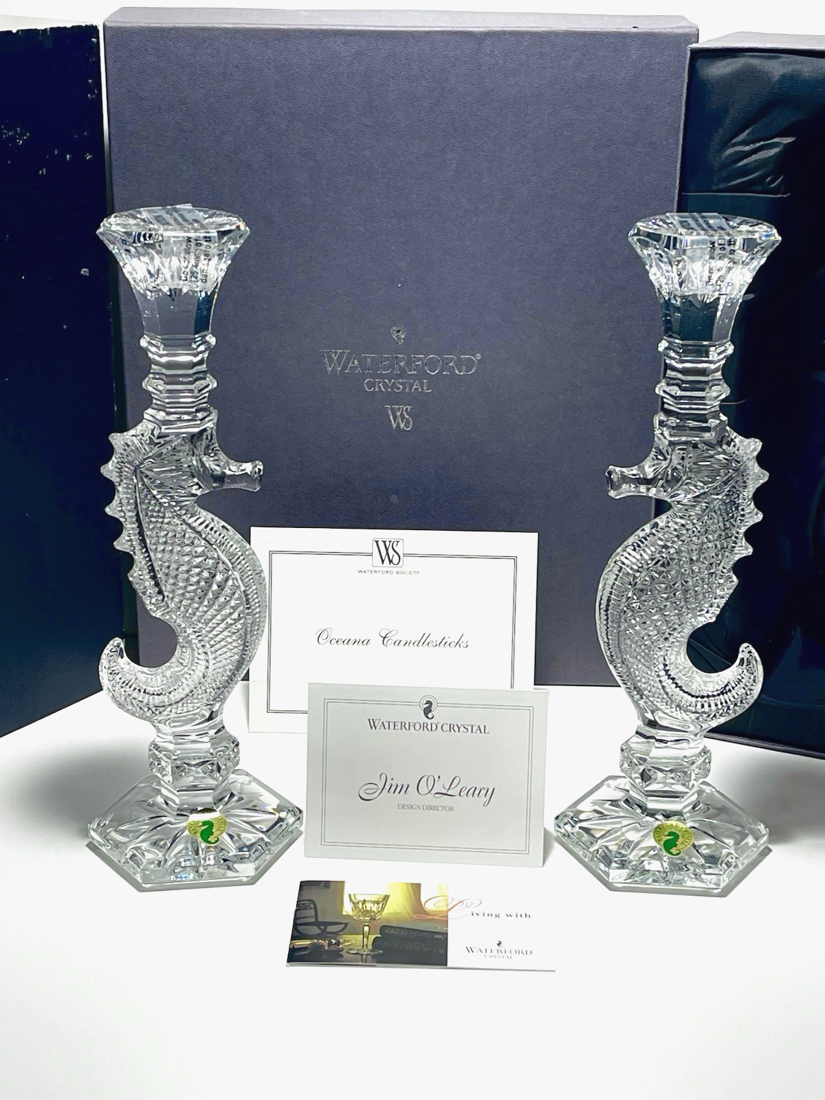 2 WATERFORD SOCIETY SEAHORSE OCEANA CANDLESTICKS CANDLE HOLDER SIGN JIM O 2 WATERFORD SOCIETY SEAHORSE OCEANA CANDLESTICKS CANDLE HOLDER SIGN JIM O