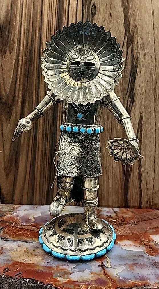 Wilford Begay Navajo KACHINA Turquoise Sterling Silver Doll Statue. Low Price Wilford Begay Navajo KACHINA Turquoise Sterling Silver Doll Statue. Low Price