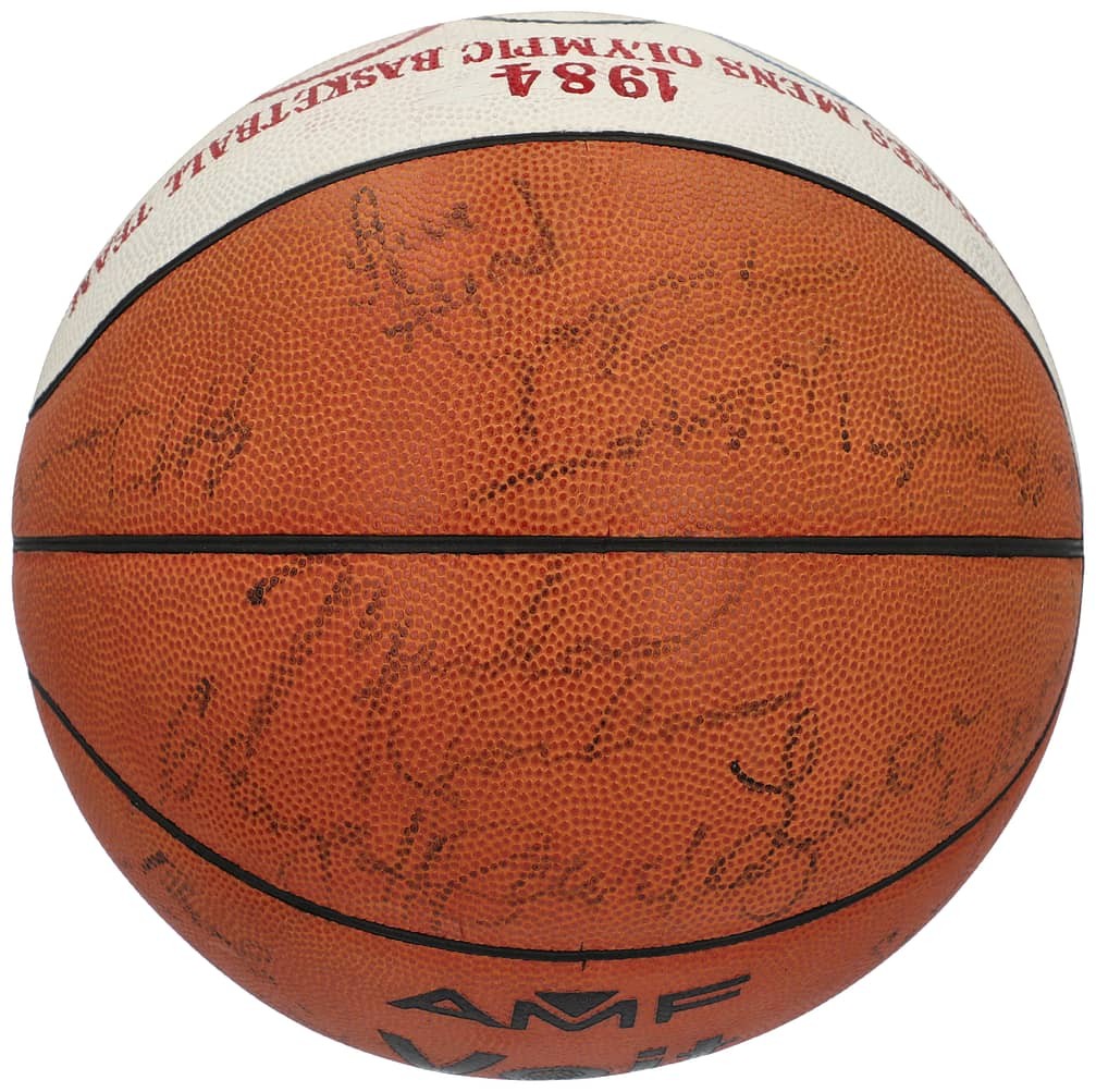 1984 US Men's Olympic Team Multi-Signed Basketball w/ Jordan Ewing PSA/DNA LOA