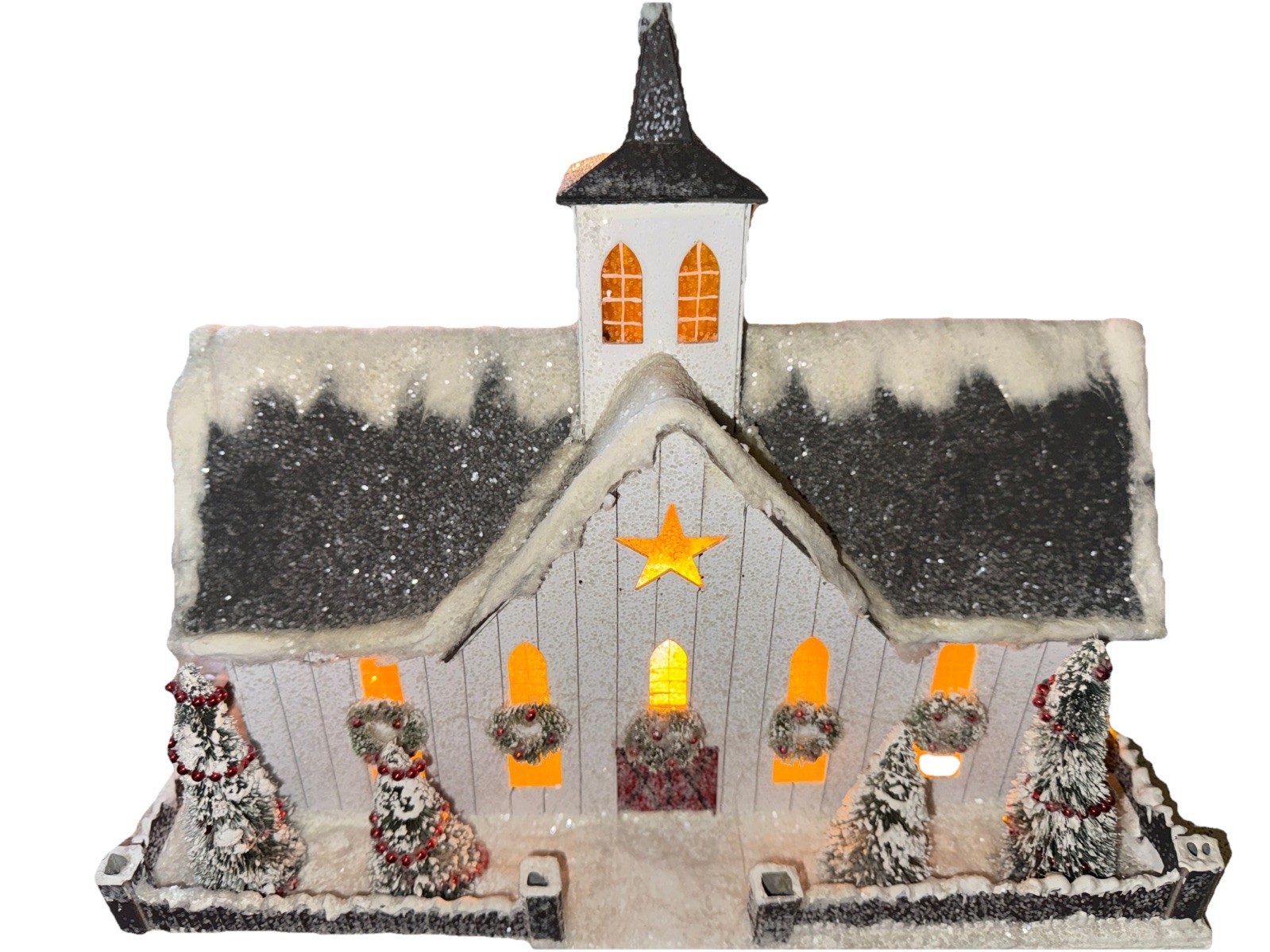 Cody Foster-Putz House Christmas Country White Church Putz House-light-VTG