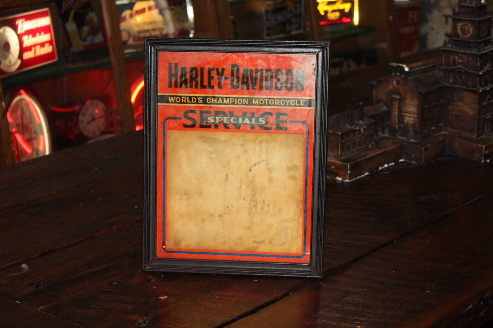 SCARCE EARLY HARLEY DAVIDSON REVERSE PAINTED GLASS DEALER SERVICE LIGHTED SIGN SCARCE EARLY HARLEY DAVIDSON REVERSE PAINTED GLASS DEALER SERVICE LIGHTED SIGN