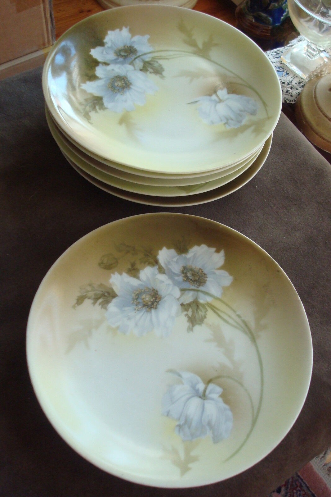 Reinhold Schlegelmilch - R.S. Germany- C1910s,6 Dessert Plates,Roses Reinhold Schlegelmilch - R.S. Germany- C1910s,6 Dessert Plates,Roses