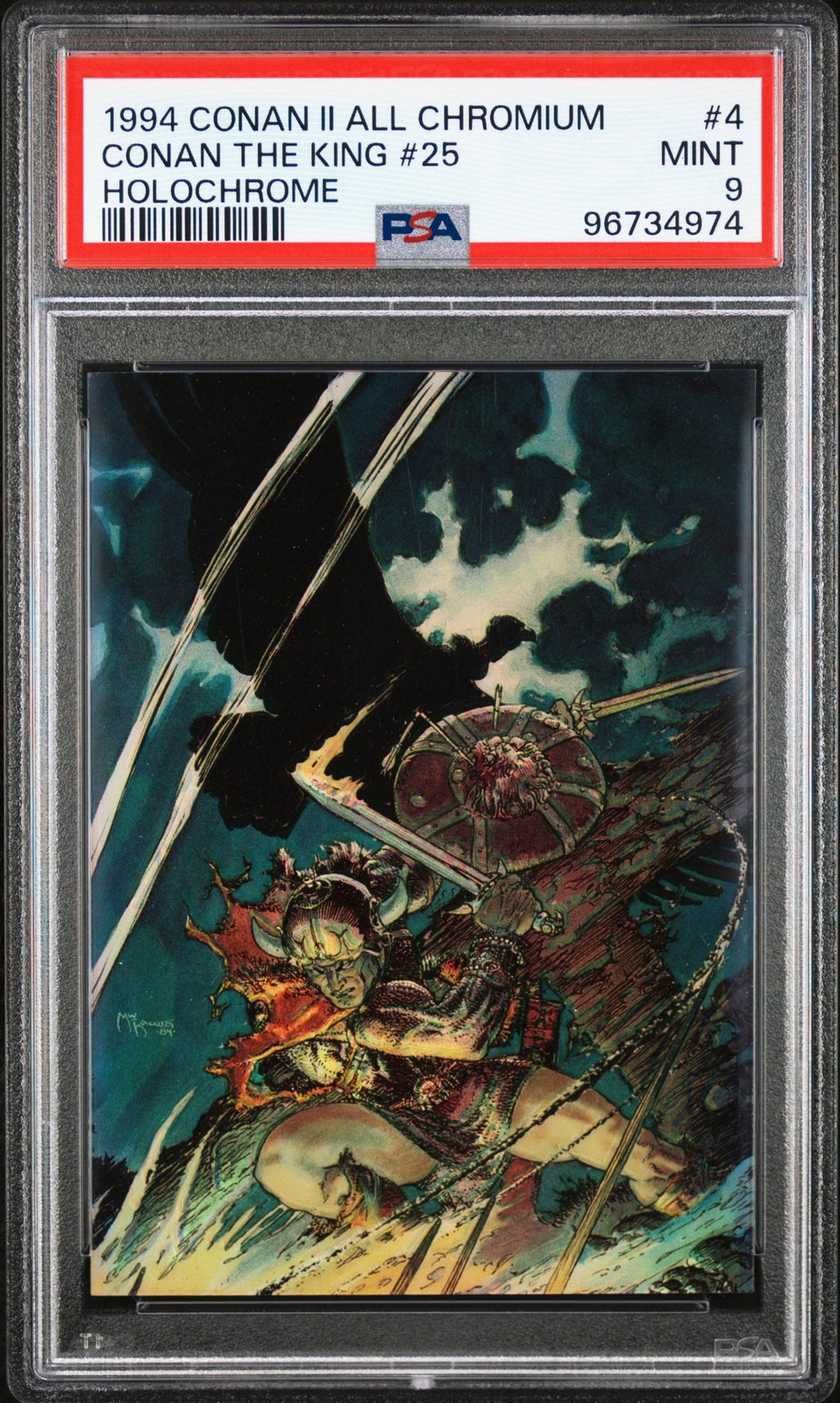 1994 CONAN II ALL CHROMIUM HOLOCHROME #4 CONAN THE KING #25 PSA 9 1994 CONAN II ALL CHROMIUM HOLOCHROME #4 CONAN THE KING #25 PSA 9