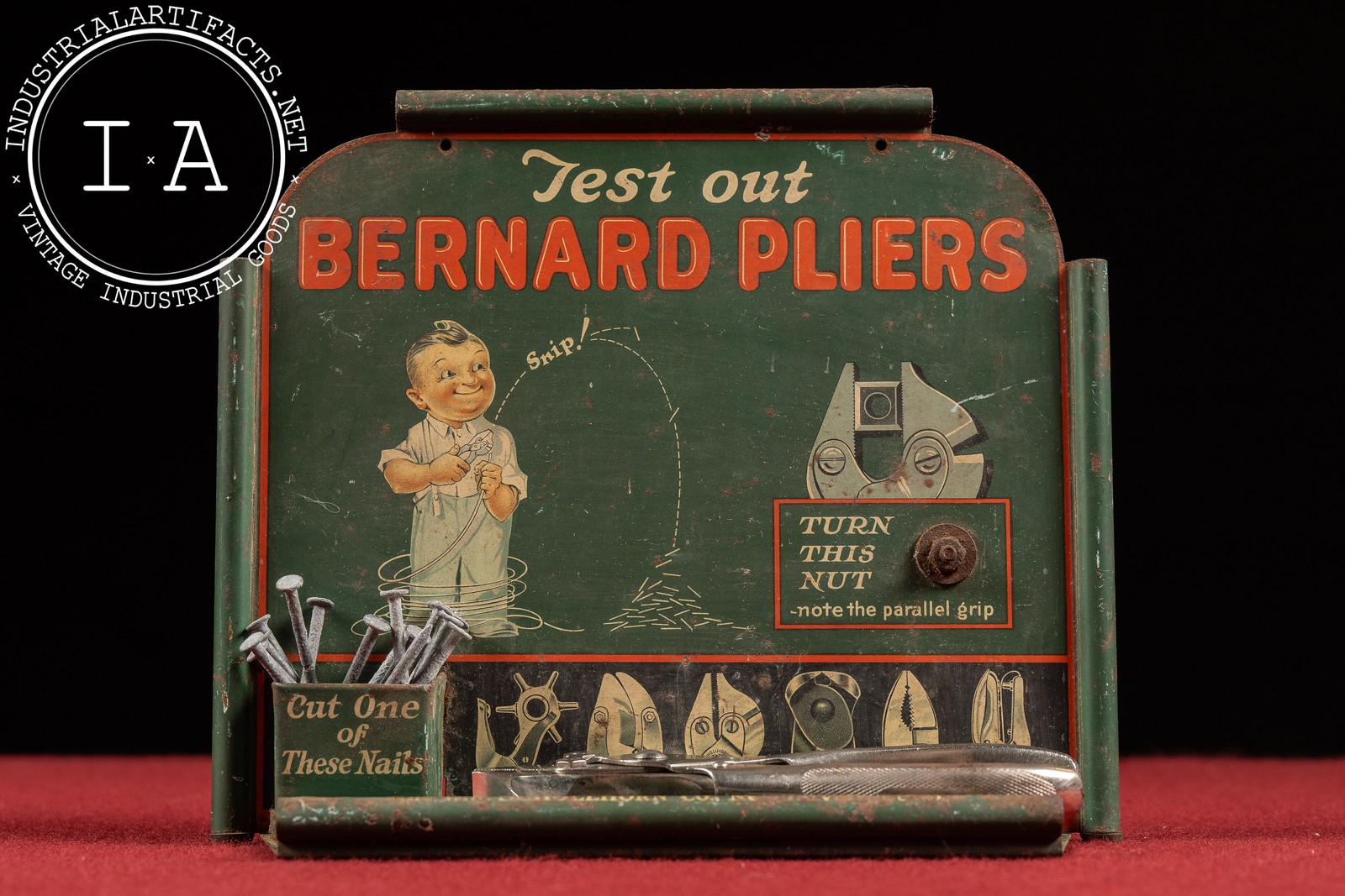 Antique Bernard Pliers Countertop Point-of-Sale Display Antique Bernard Pliers Countertop Point-of-Sale Display