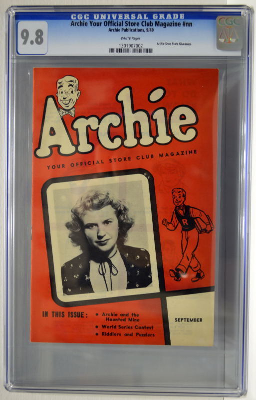 ARCHIE Your Official Store Club Magazine #nn 9/49 CGC 9.8 1949 Archie cover RARE ARCHIE Your Official Store Club Magazine #nn 9/49 CGC 9.8 1949 Archie cover RARE