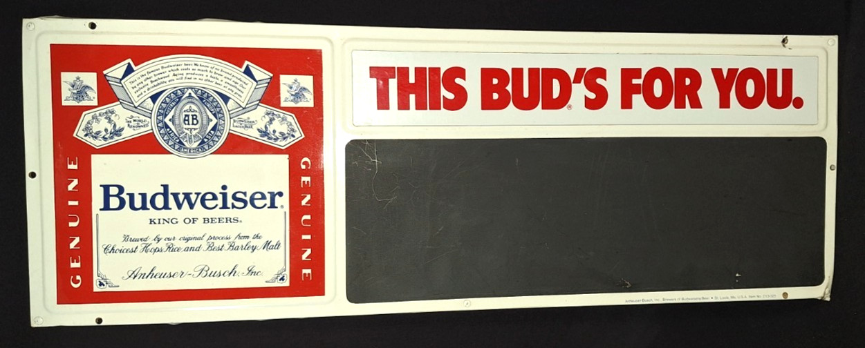 VTG BUDWEISER BUD BEER CHALKBOARD 24 VTG BUDWEISER BUD BEER CHALKBOARD 24