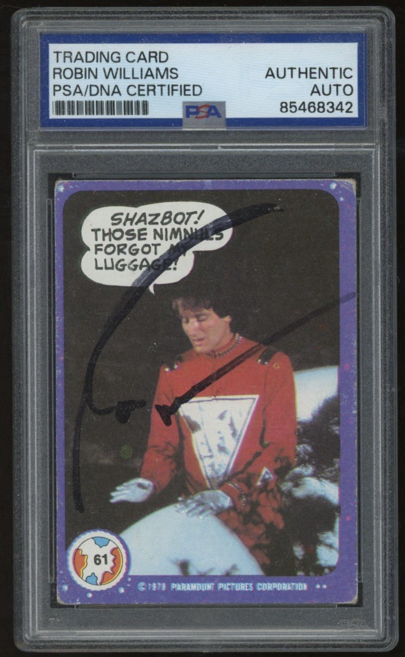1978 Paramount Mork And Mindy Robin Williams Autograph Signed Card Auto PSA /DNA 1978 Paramount Mork And Mindy Robin Williams Autograph Signed Card Auto PSA /DNA