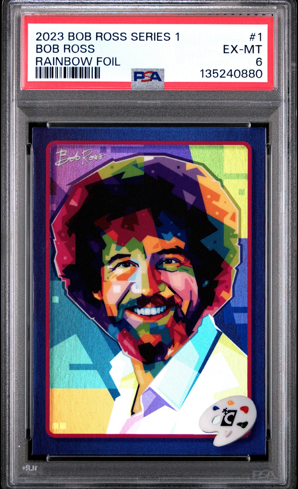 2023 CARDSMITHS BOB ROSS SERIES 1 RAINBOW FOIL #1 BOB ROSS PSA 6 2023 CARDSMITHS BOB ROSS SERIES 1 RAINBOW FOIL #1 BOB ROSS PSA 6