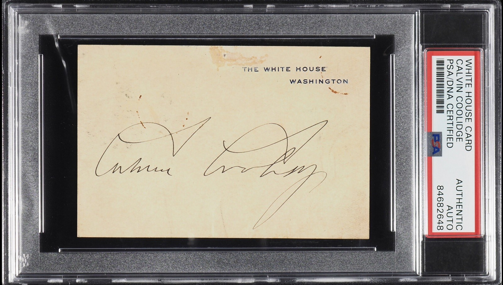 Calvin Coolidge Autographed White House Card AUTO PSA/DNA AUTH 30th President