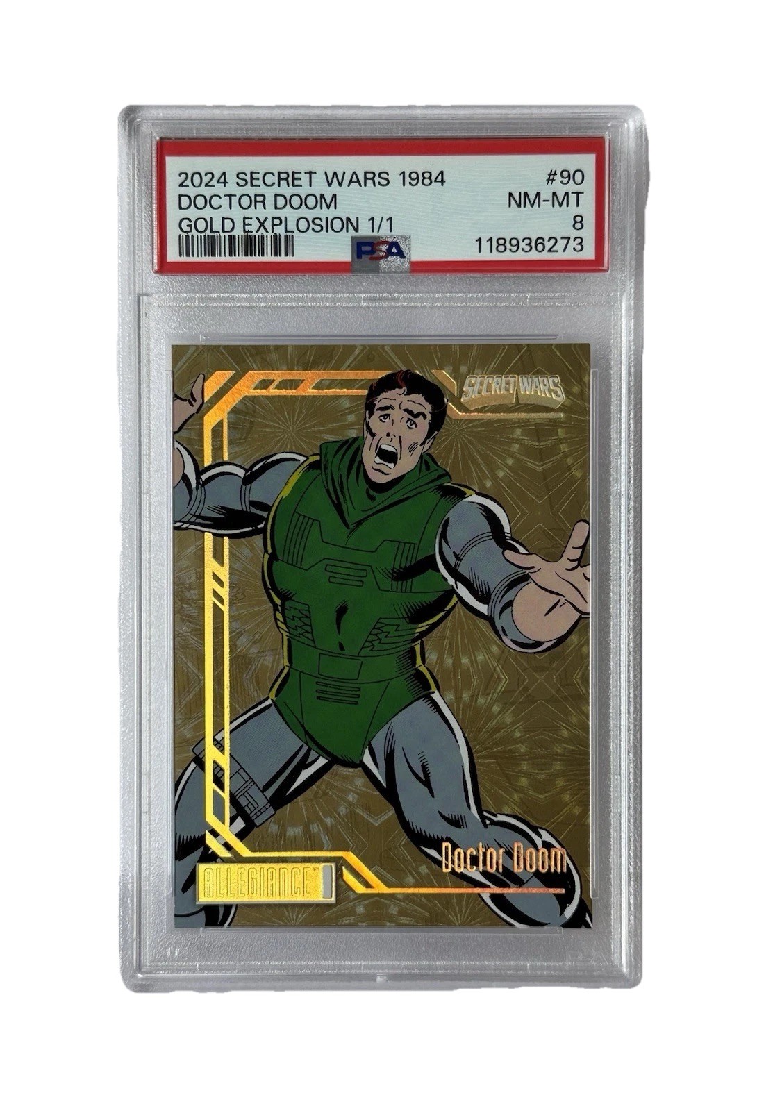 Upper Deck Marvel Allegiance Secret Wars 1/1 Dr. Doom Gold Explosion PSA 8 Upper Deck Marvel Allegiance Secret Wars 1/1 Dr. Doom Gold Explosion PSA 8