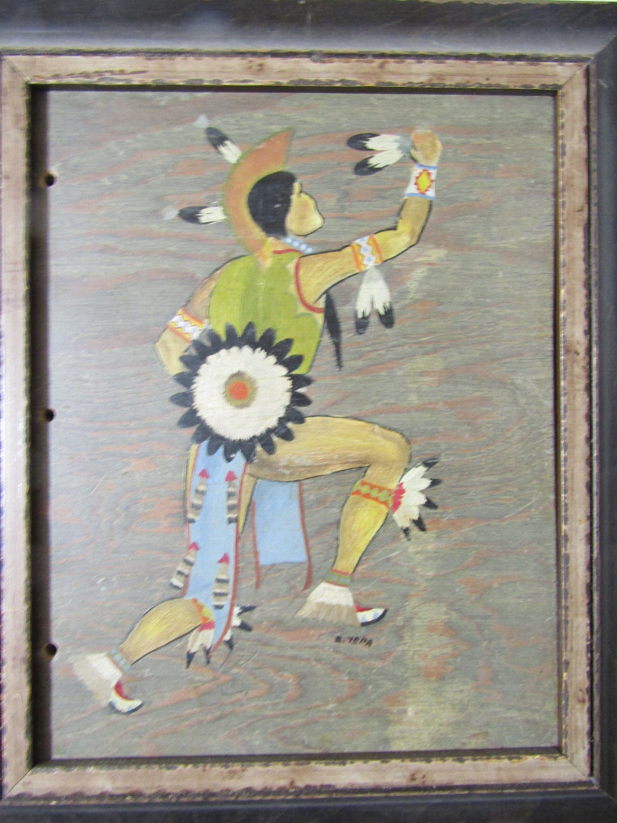 old Painting American Emiliano Yepa b. 1890 Jemez Pueblo Santa Fe Indian school