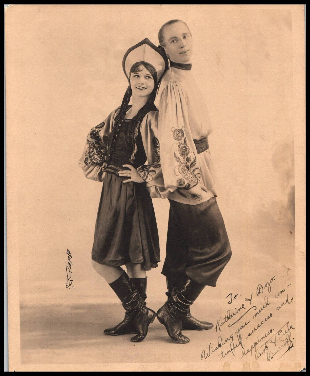 Bob and Eula Burroff VAUDEVILLE DANCER COUPLE 1920s CREDTIS PORTRAIT Photo 639