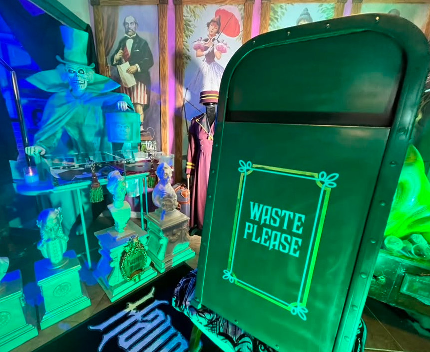 DISNEY Haunted Mansion Trash Can Prop Rare' Early Hand Painted Version~