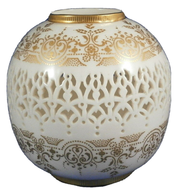 Antique 20thC Signed Worcester Porcelain George Owen Reticulated Vase Porzellan Antique 20thC Signed Worcester Porcelain George Owen Reticulated Vase Porzellan