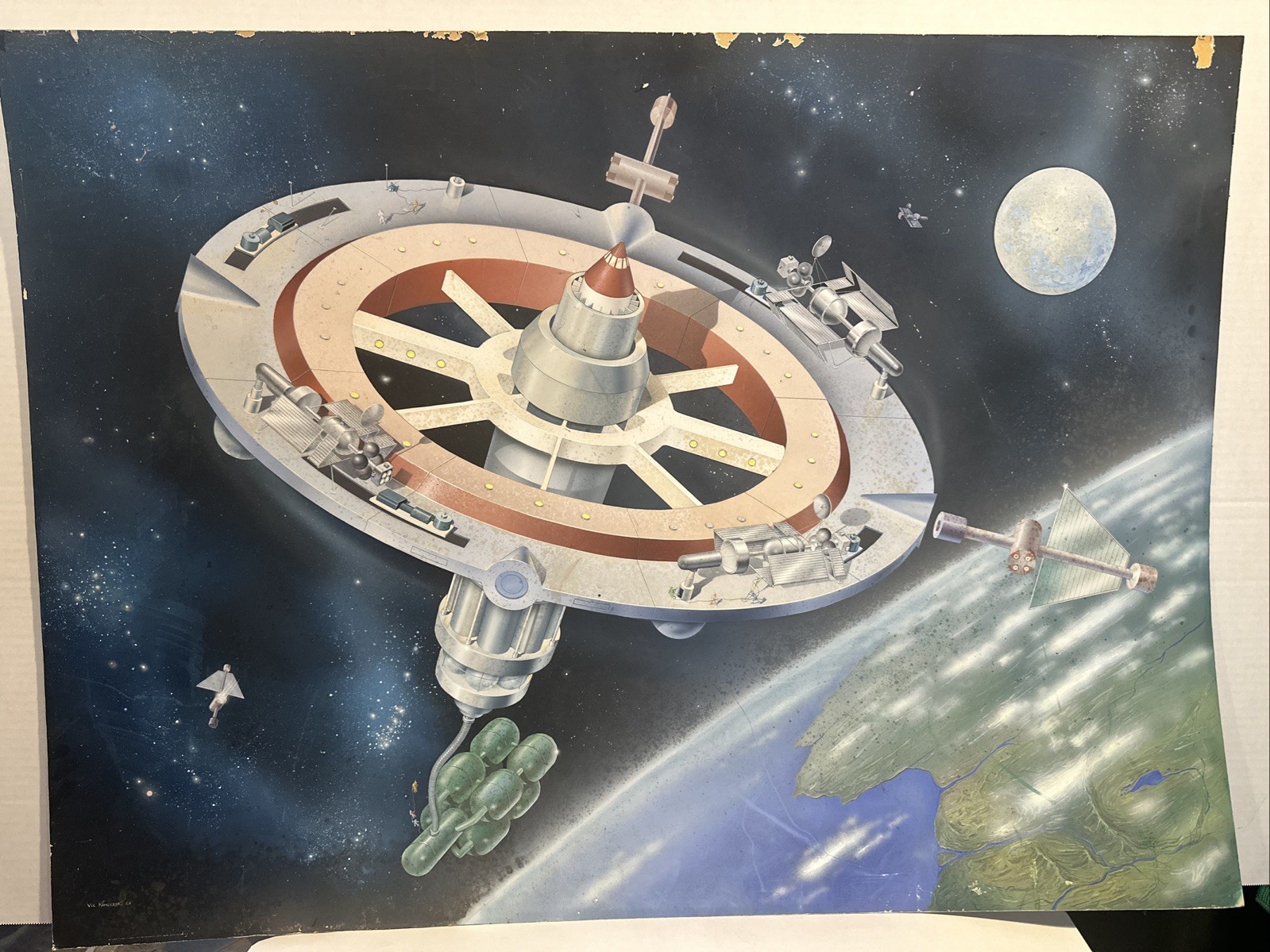 1964 NASA Space Concept Art, Vic Kenderski, RARE Westinghouse AstroNuclear 40x29 1964 NASA Space Concept Art, Vic Kenderski, RARE Westinghouse AstroNuclear 40x29