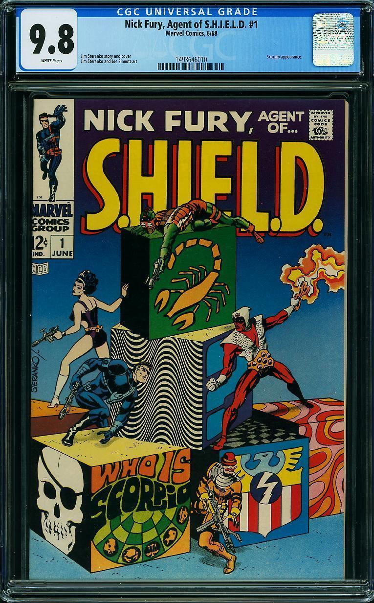 Nick Fury #1 CGC 9.8 1968 Agent of Shield Avengers White Pages G11 110 cm Nick Fury #1 CGC 9.8 1968 Agent of Shield Avengers White Pages G11 110 cm