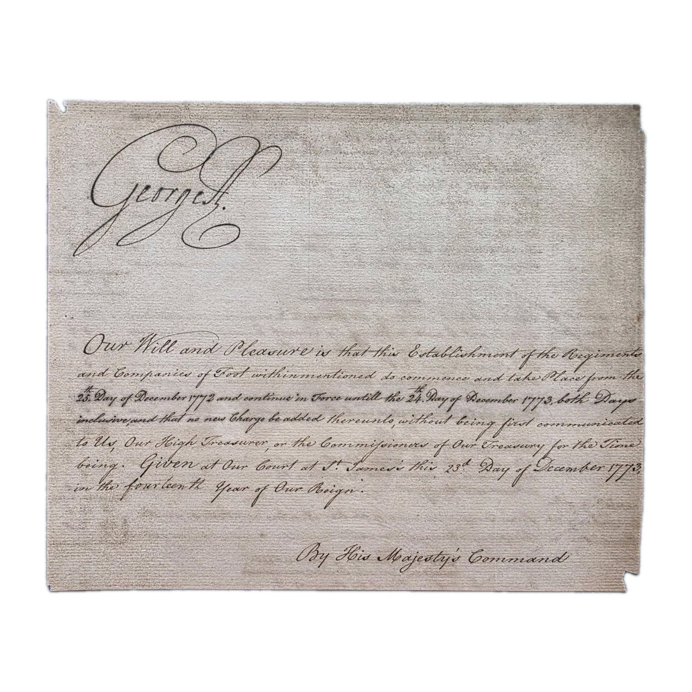 George III Royal Sign Manual Military Establishment American Revolutionary War George III Royal Sign Manual Military Establishment American Revolutionary War