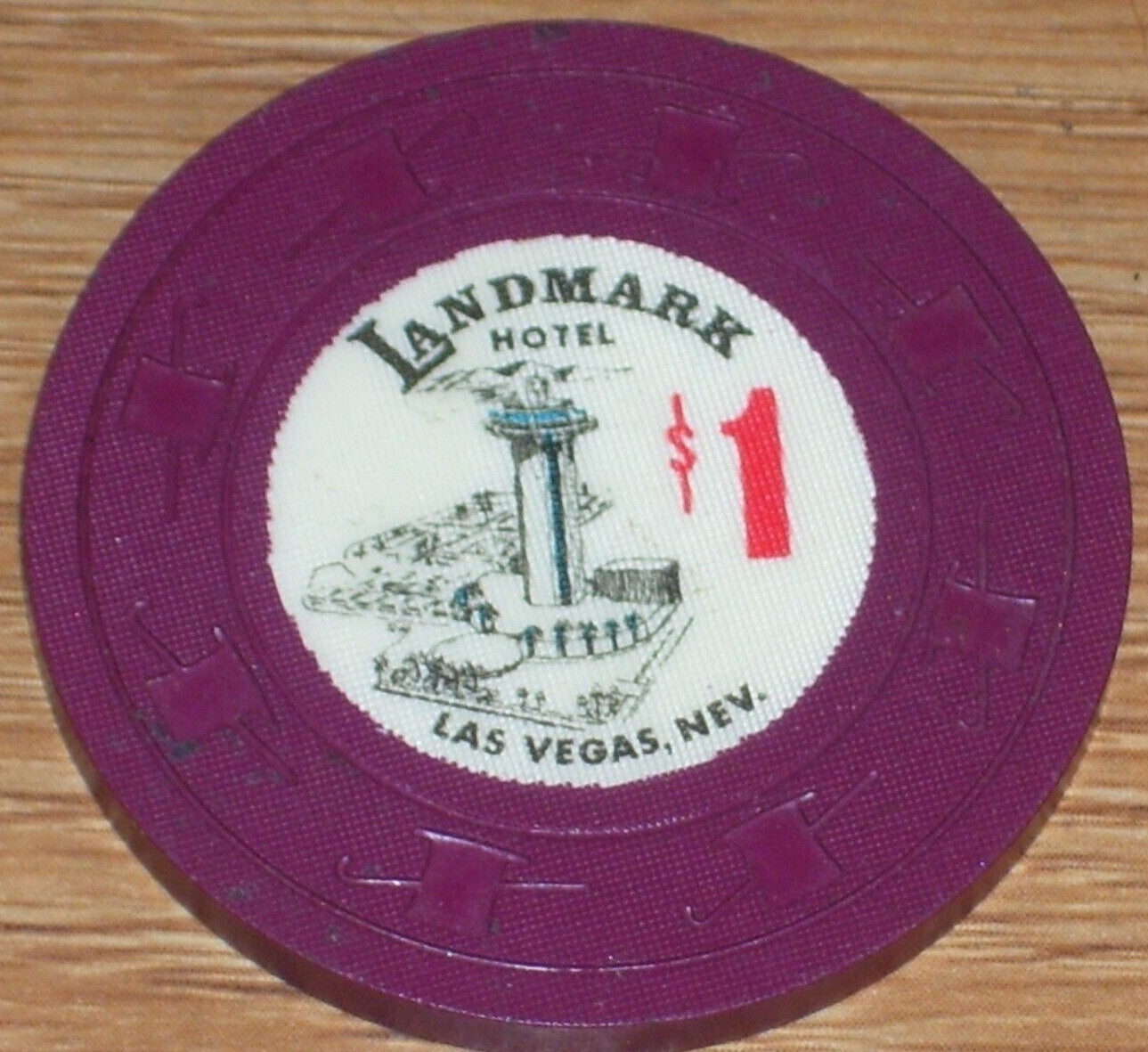 $1 VINTAGE 1967 1ST EDITION GAMING CHIP FROM THE LANDMARK CASINO IN LAS VEGAS