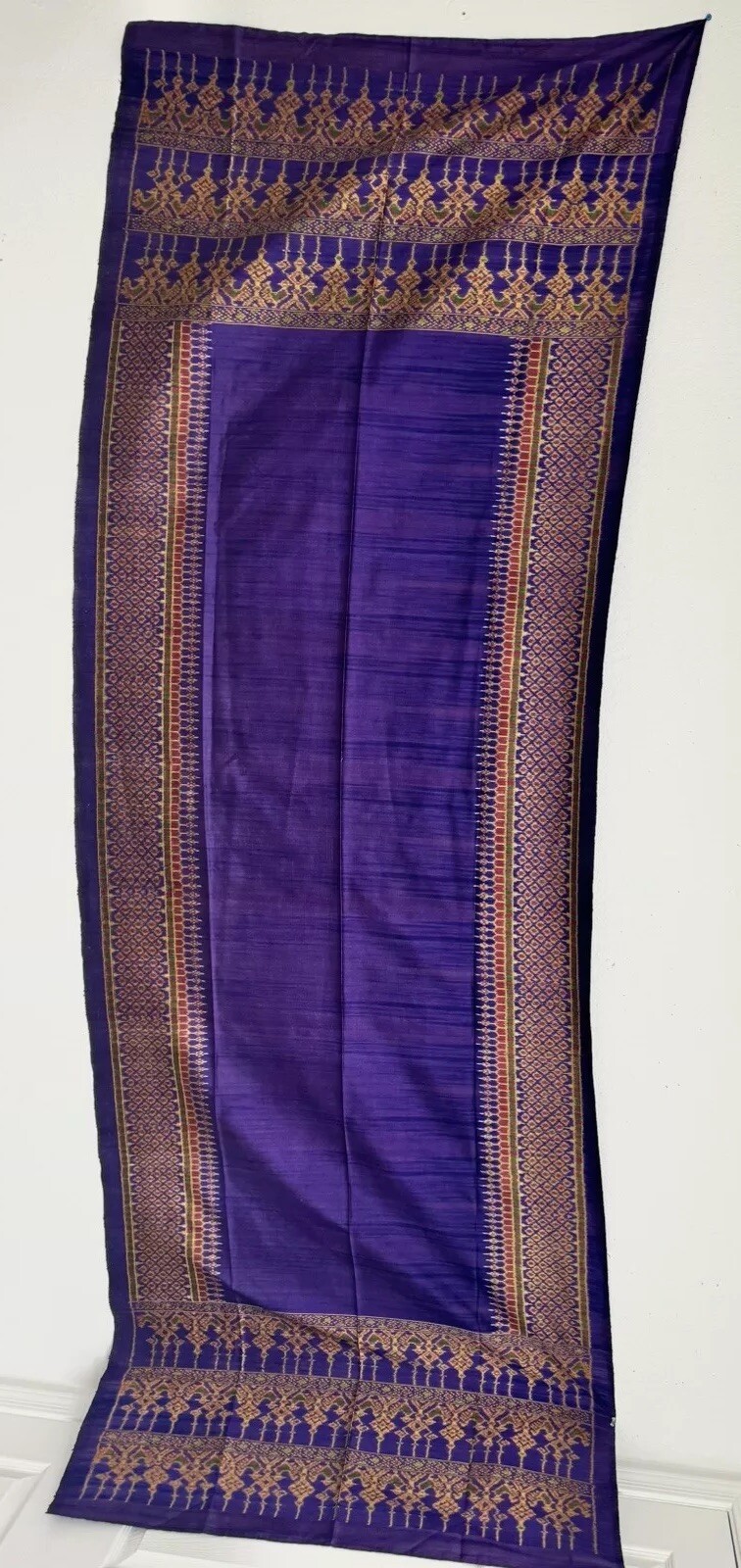 Malaysian Songket Museum Worthy Silk Thread HandWoven Vintage Textile 37” x 110”