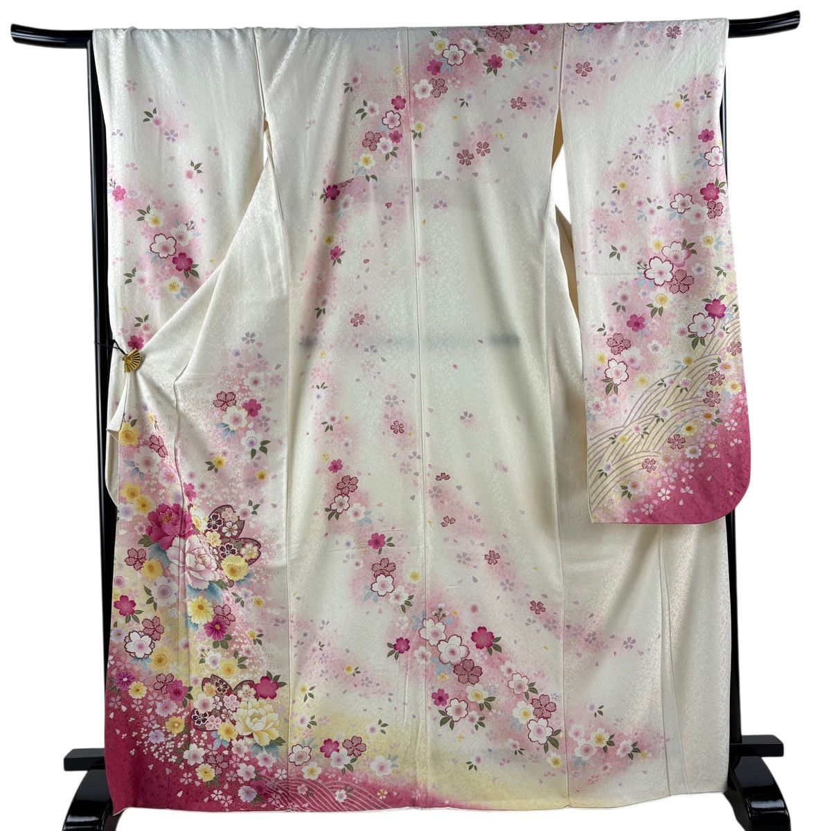 length 168.5cm sleeve length 67.5cm L sleeve cherry blossom peony silver thread