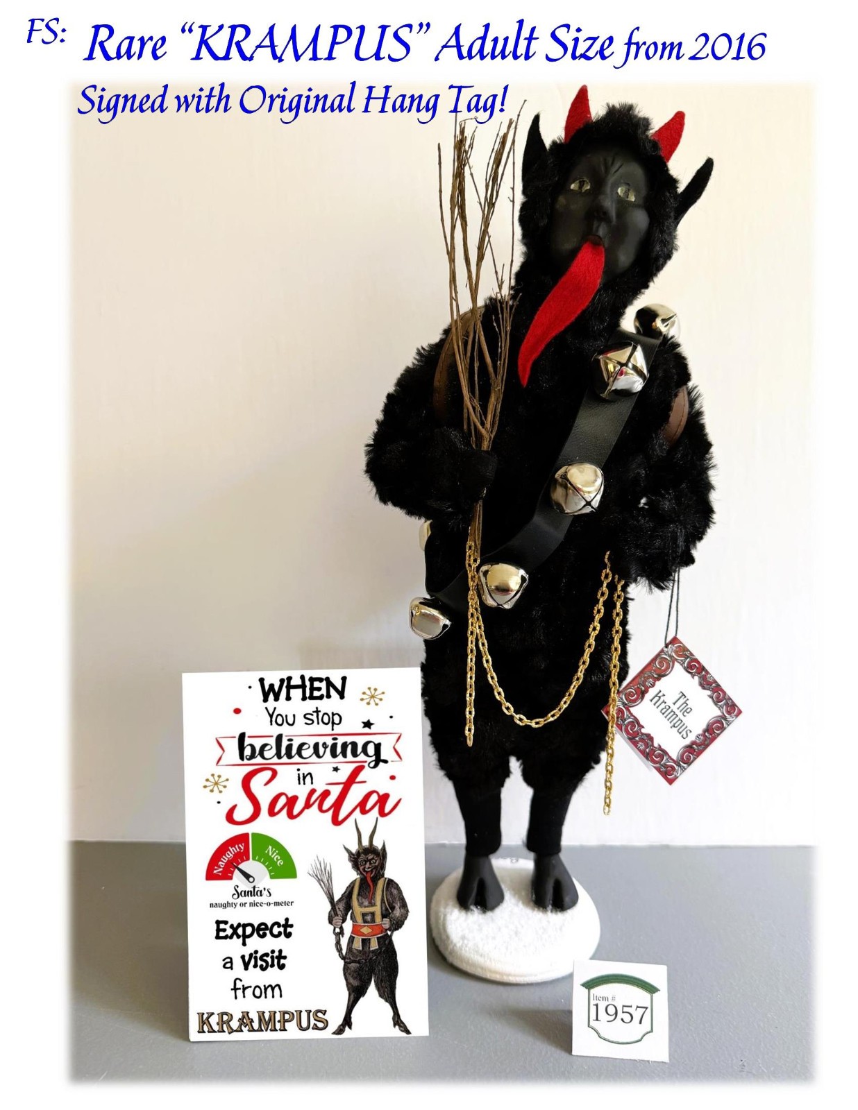 Byers Choice Rare “KRAMPUS” – Adult Size and Signed plus Accessory Sign Byers Choice Rare “KRAMPUS” – Adult Size and Signed plus Accessory Sign