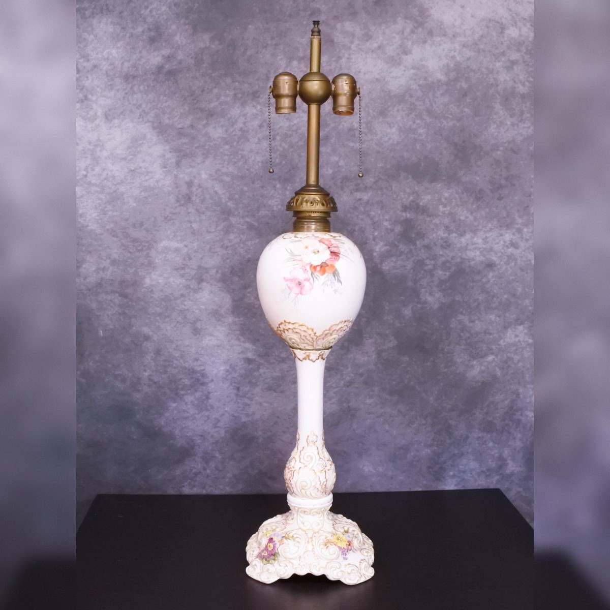 Antique Ceramic Arts Co. Belleek Lenox Hand Painted Pink Floral Parlor Lamp Base Antique Ceramic Arts Co. Belleek Lenox Hand Painted Pink Floral Parlor Lamp Base