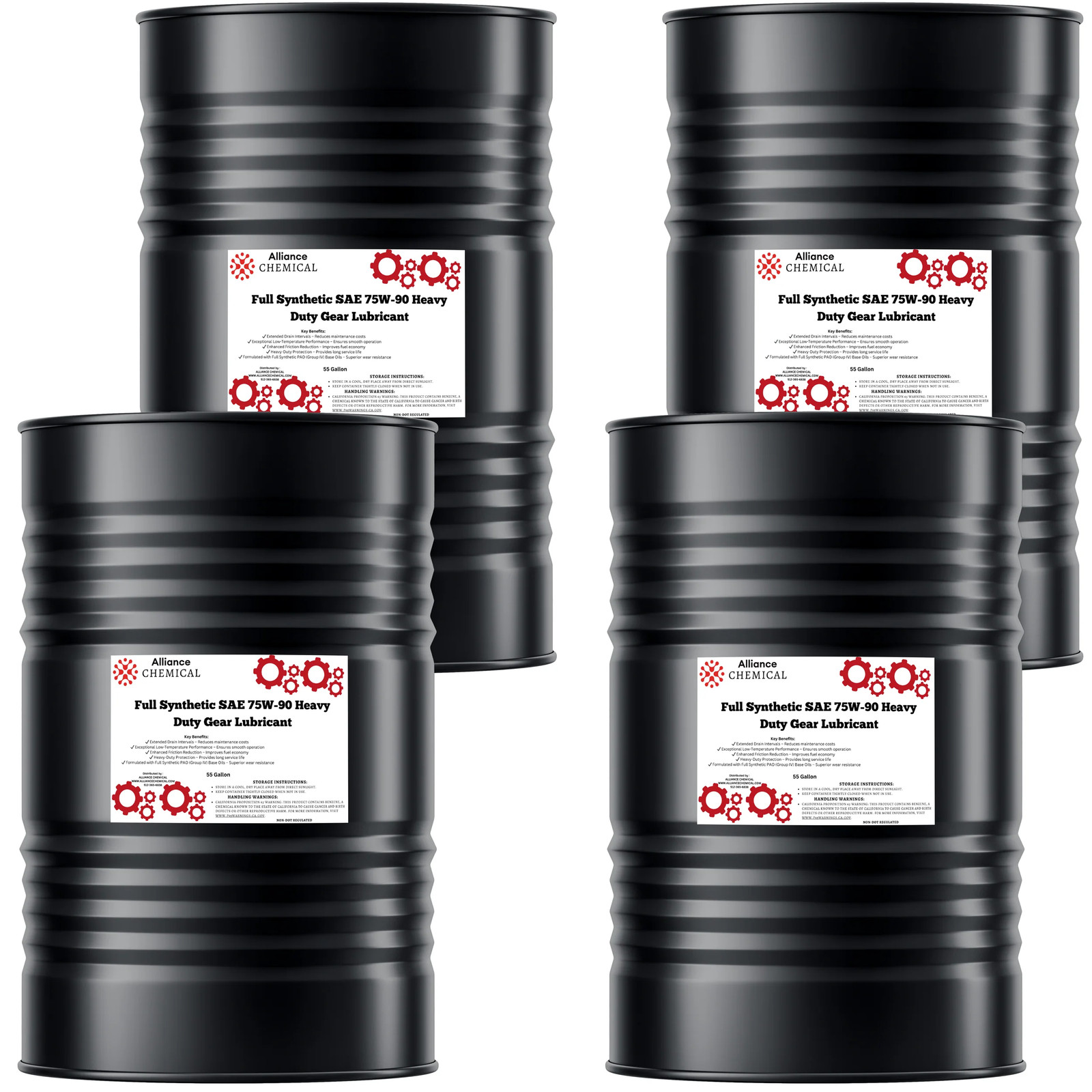 Full Synthetic SAE 75W-90 Heavy Duty Gear Lubricant - 4 x 55 Gallon Drums
