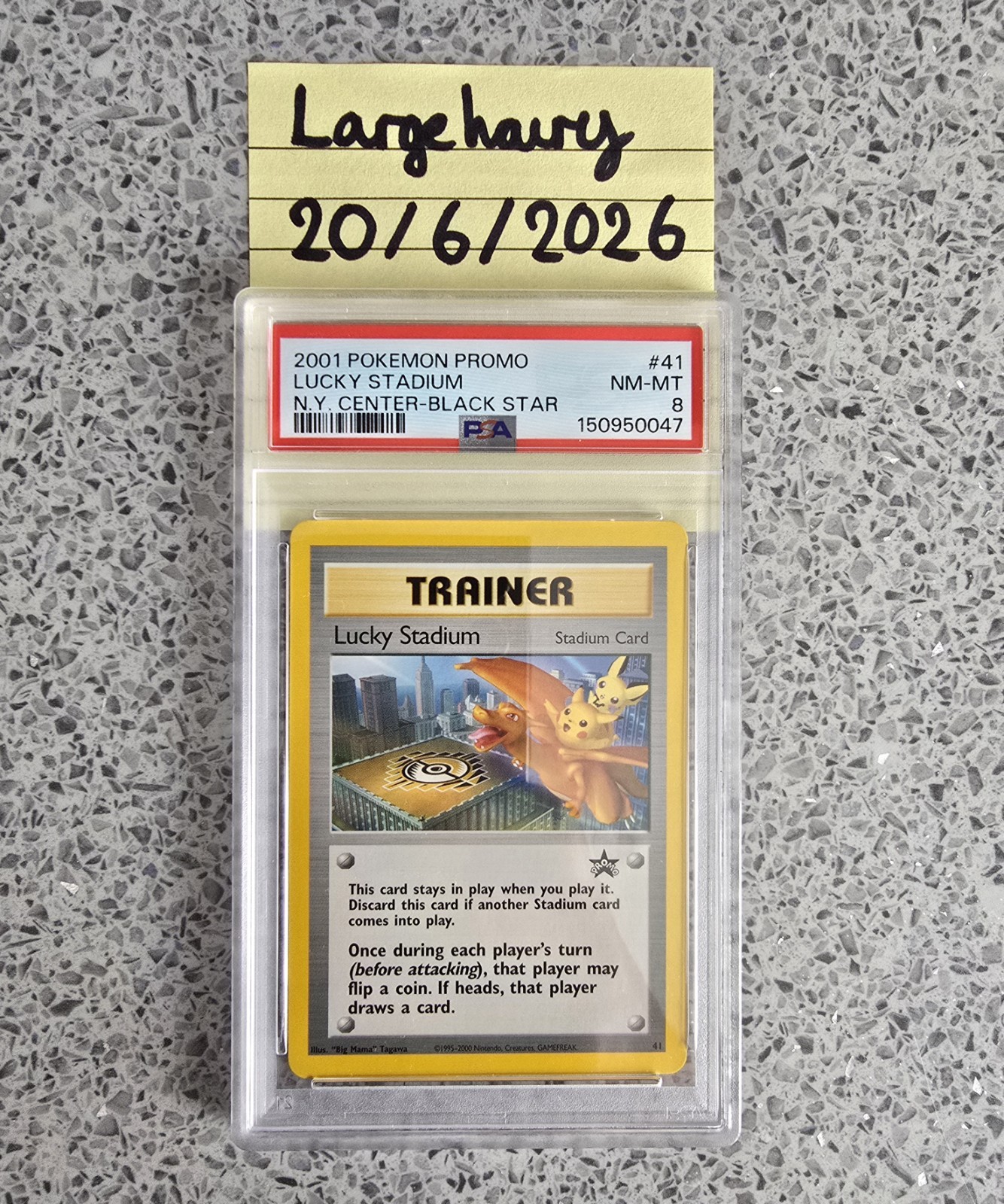 2001 POKEMON PROMO BLACK STAR #41 LUCKY STADIUM-N.Y. CENTER PSA 8