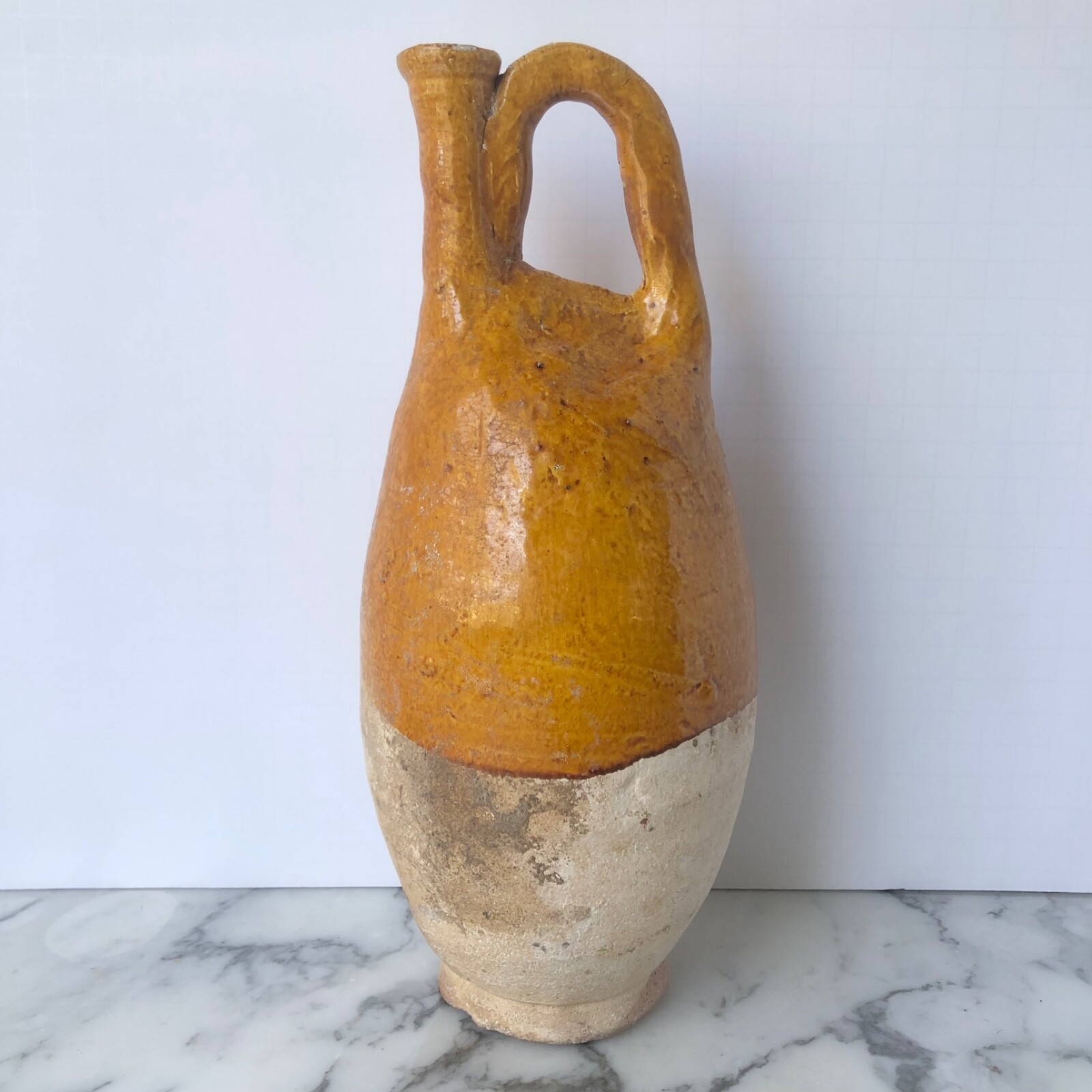 Rare LIAO DYNASTY pouch form AMBER GLAZED FLASK jug Ancient Chinese pottery WOW