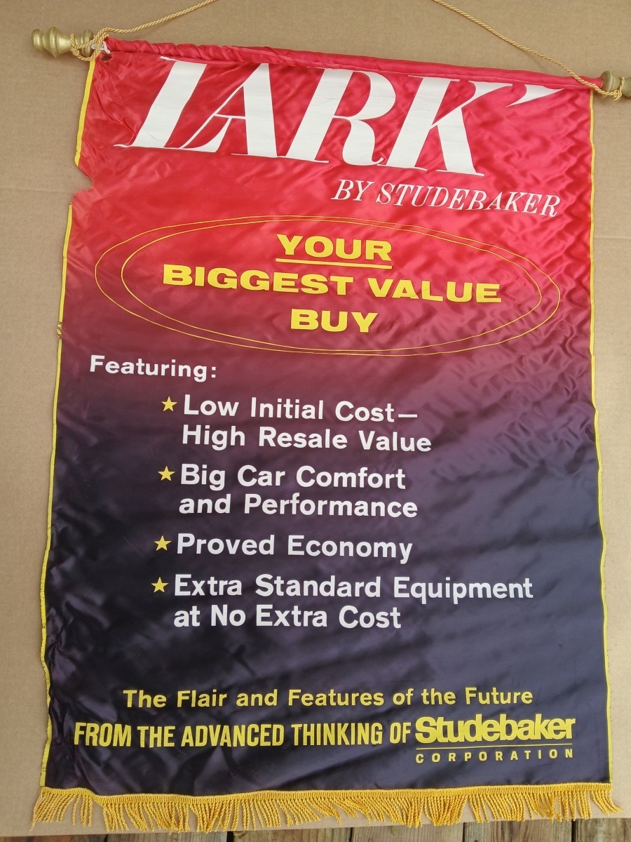 RARE 1960's Studebaker Lark Original Dealership Advertising Sign Banner