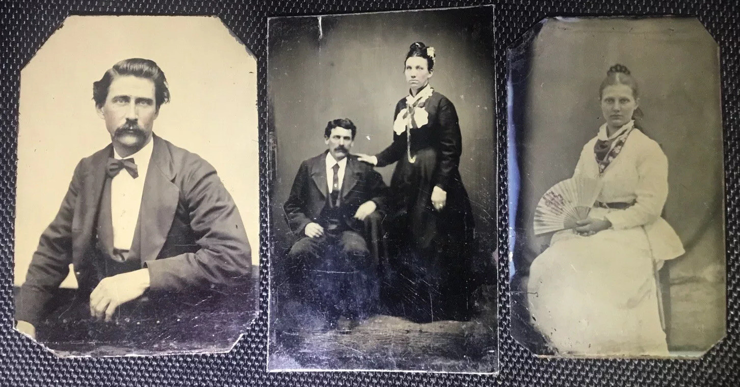 Rare Antique Lot of Doc Holliday and Common Law Wife Kate 3 Portrait Tintypes Rare Antique Lot of Doc Holliday and Common Law Wife Kate 3 Portrait Tintypes