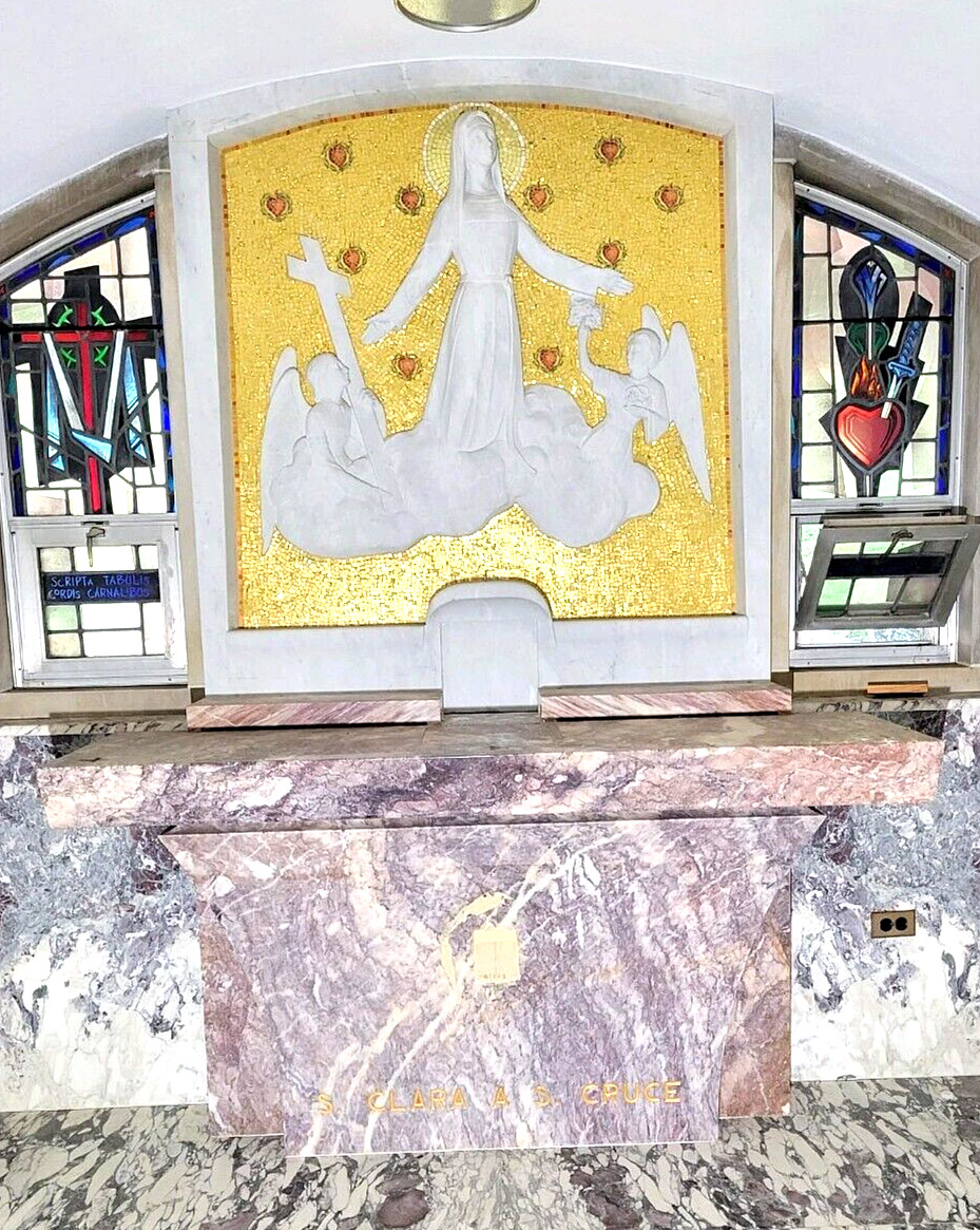 Saint Clare of the Cross marble & gold mosaic inlay Church Chapel Altar Shrine
