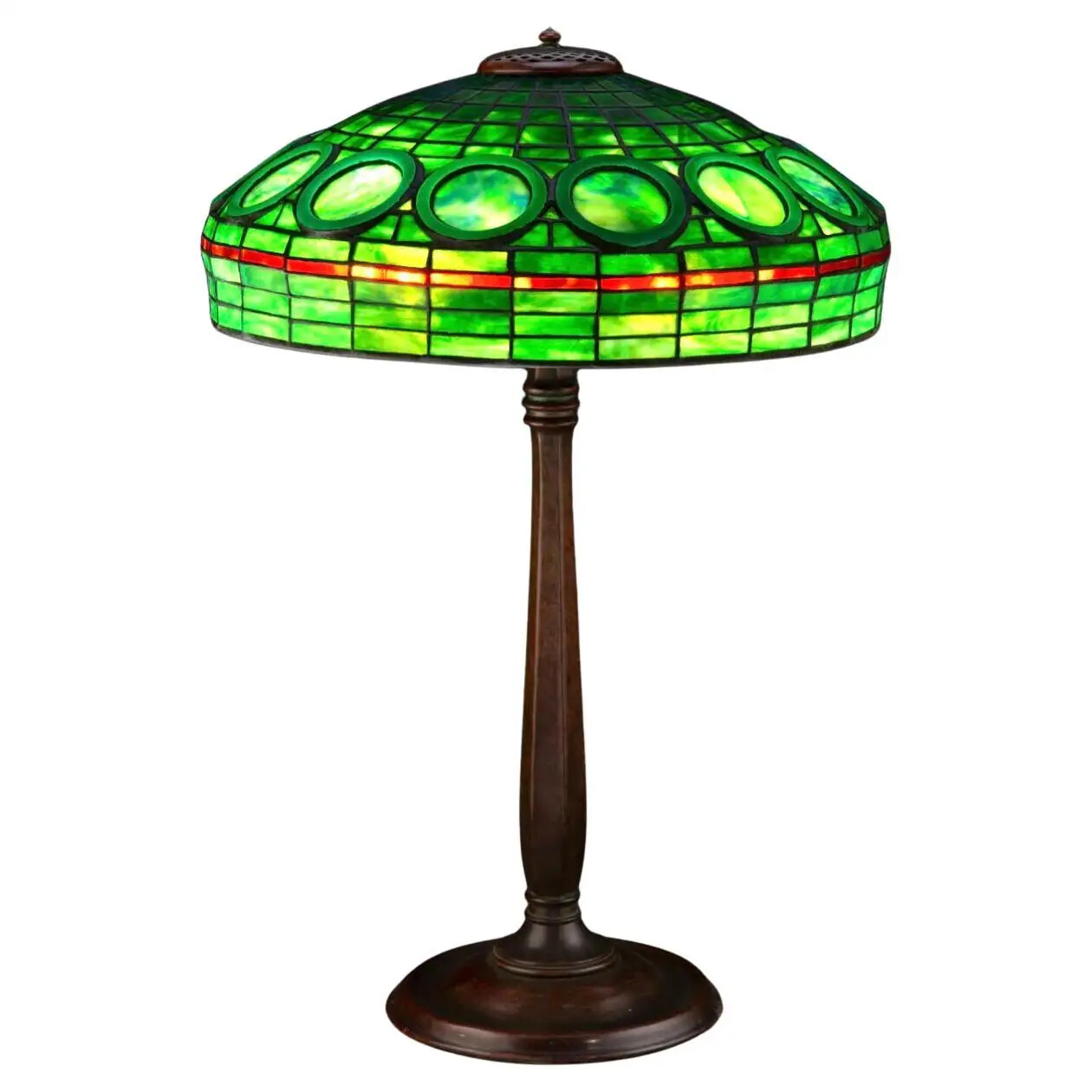 Rare Tiffany Studios “Jade Ring” Table Lamp Rare Tiffany Studios “Jade Ring” Table Lamp
