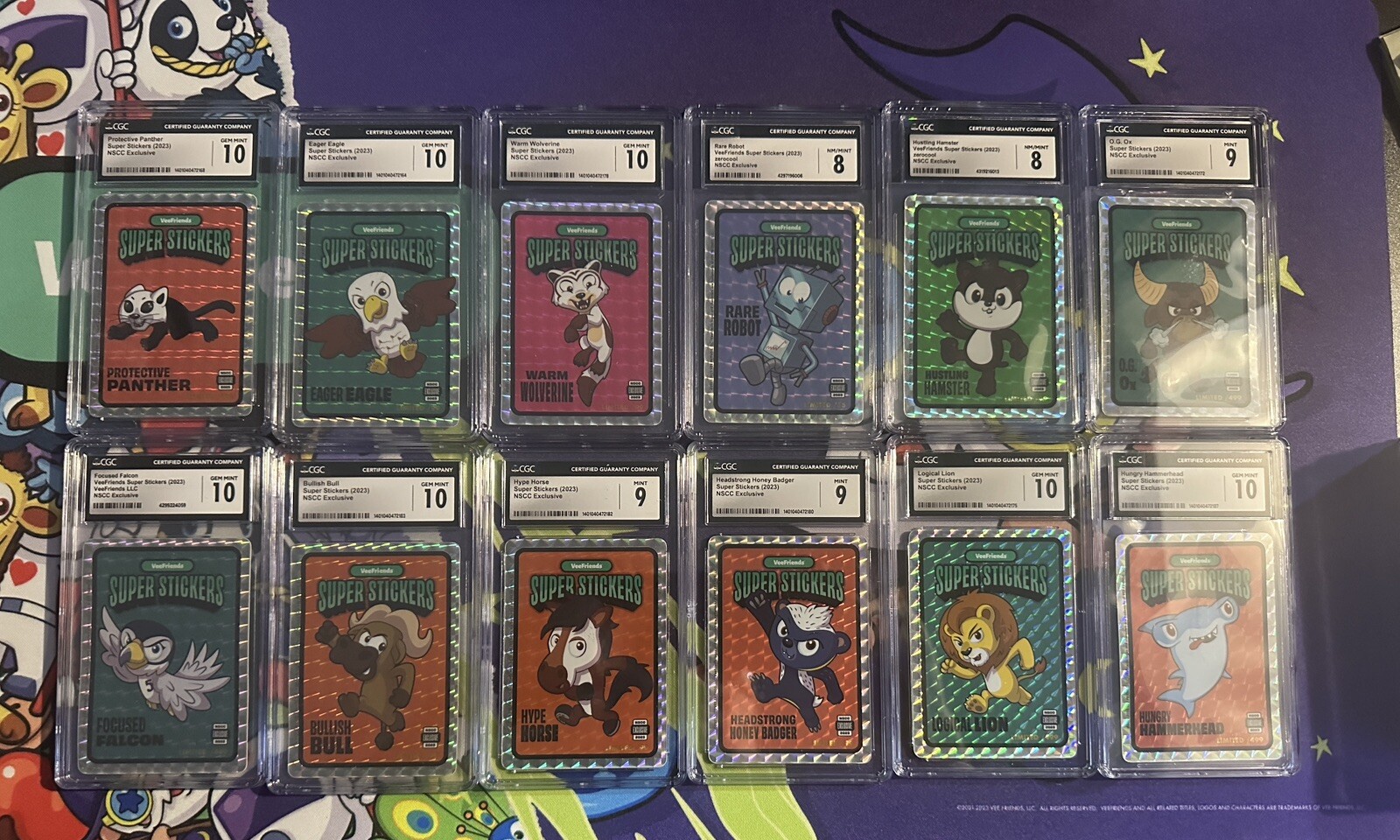 Veefriends NSCC Super Stickers Complete Set 19 Cards Graded 1st release