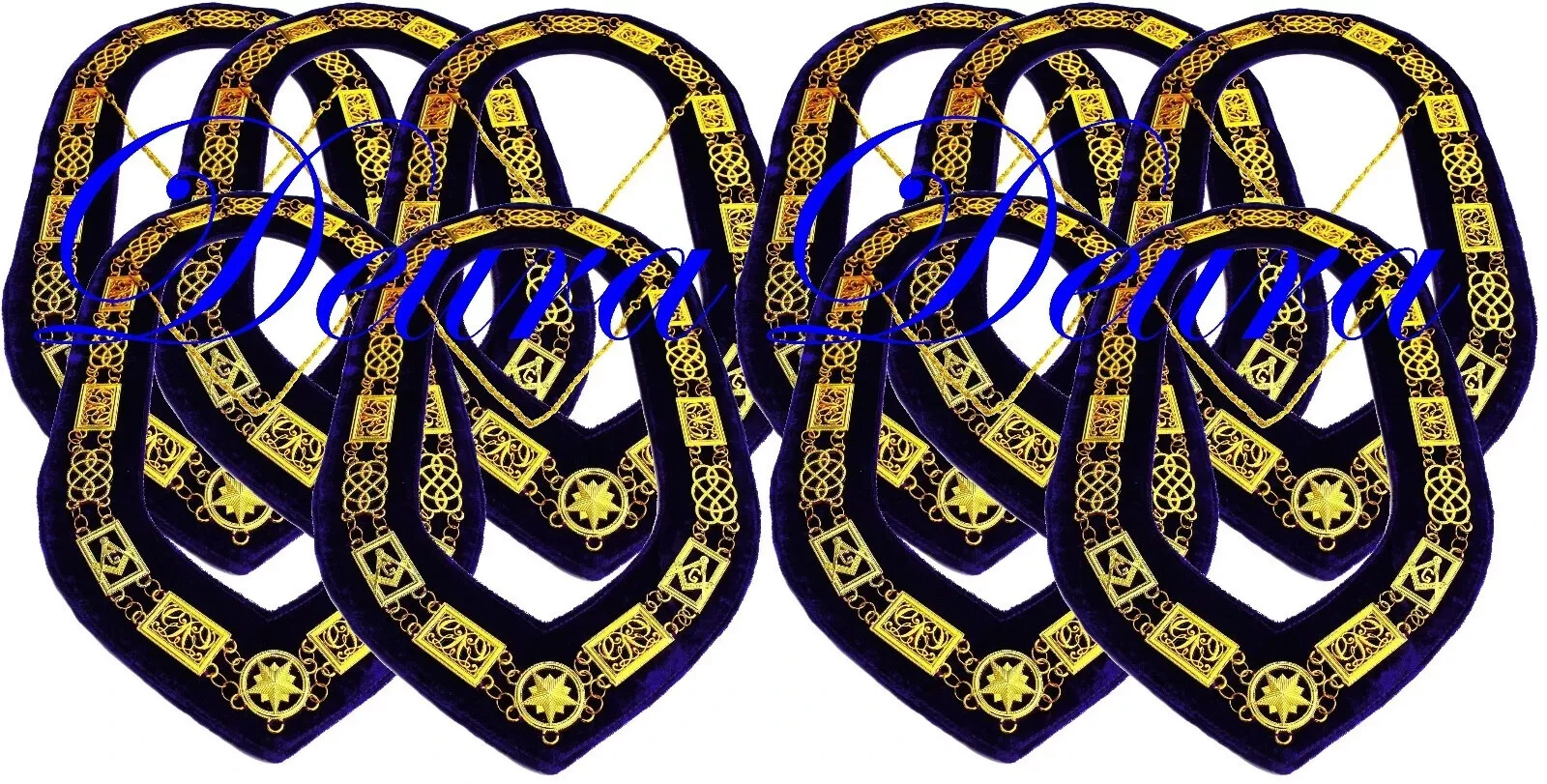 Lot Of 10 Grand Lodge Chain Collars Masonic Collar DMR-100GP Lot Of 10 Grand Lodge Chain Collars Masonic Collar DMR-100GP
