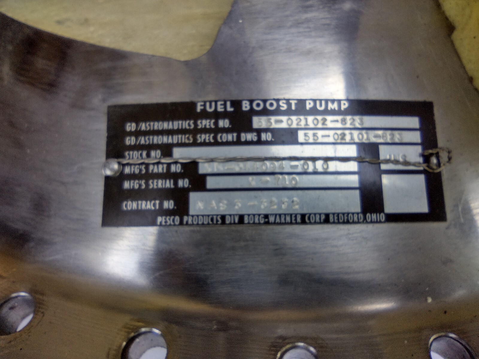 NASA CENTAUR FUEL BOOST PUMP 1960s