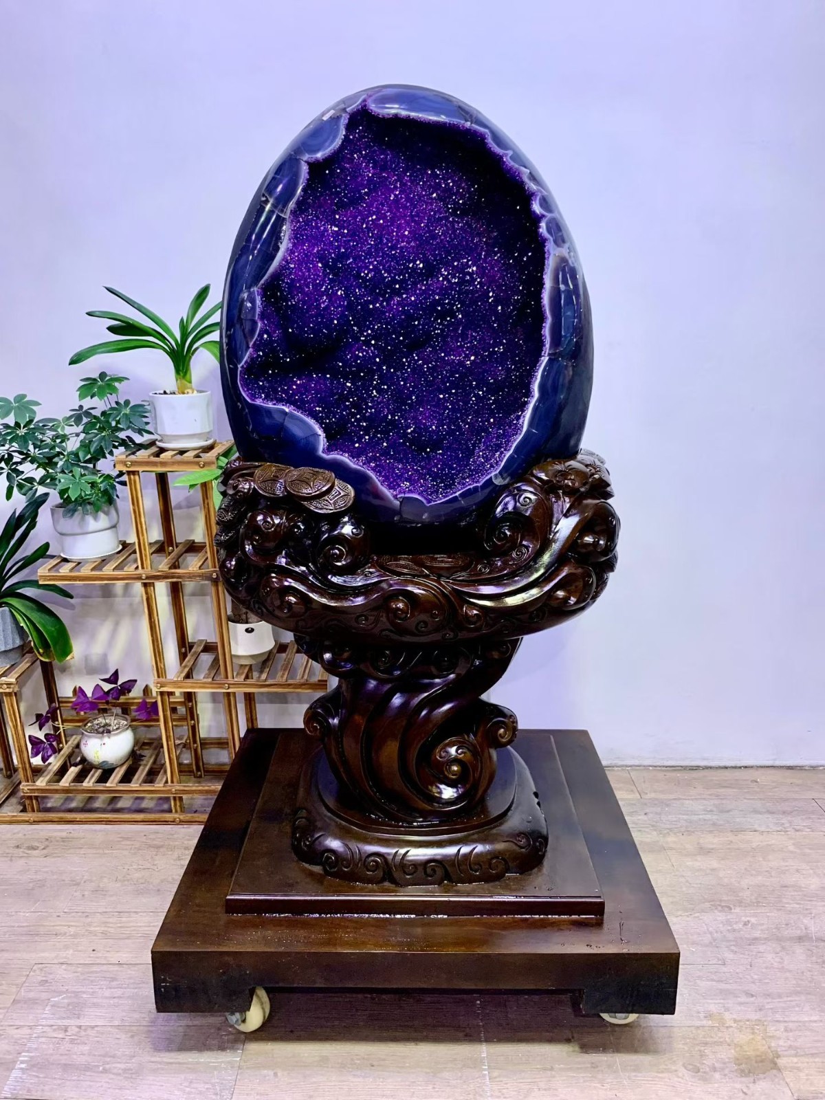 Huge 1276lb TOP Natural Amethyst Geode Quartz Crystal Dinosaur Egg Decor+stand Huge 1276lb TOP Natural Amethyst Geode Quartz Crystal Dinosaur Egg Decor+stand