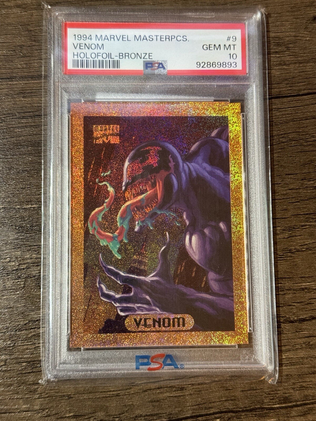 1994 Marvel Masterpieces Venom Holofoil- Bronze #9 PSA 10 GEM MT (Pop 5, 1 sold)