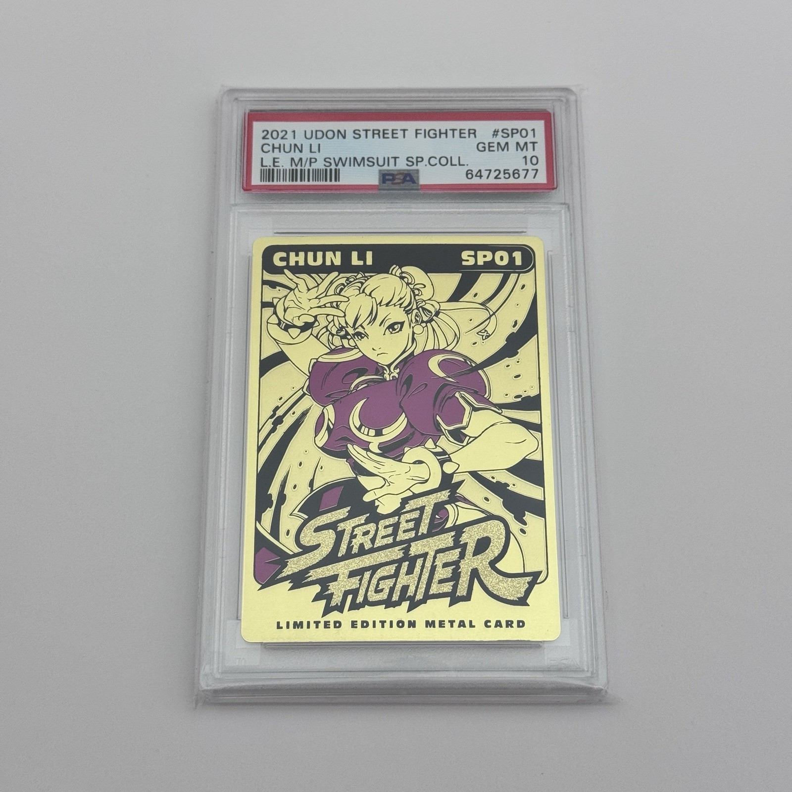 PSA 10 Udon 2021 Street Fighter Gold Chun-Li Swimsuit Special Promo Metal Card PSA 10 Udon 2021 Street Fighter Gold Chun-Li Swimsuit Special Promo Metal Card
