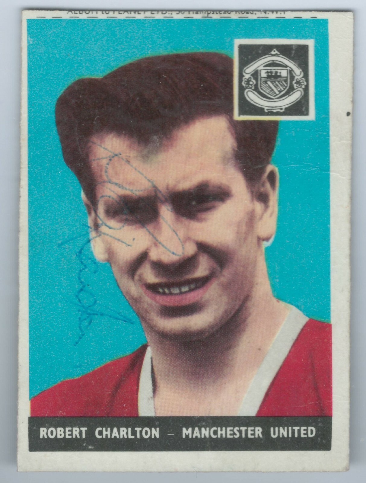 1958 A&BC Footballers Bobby Charlton ROOKIE RC Signed Auto